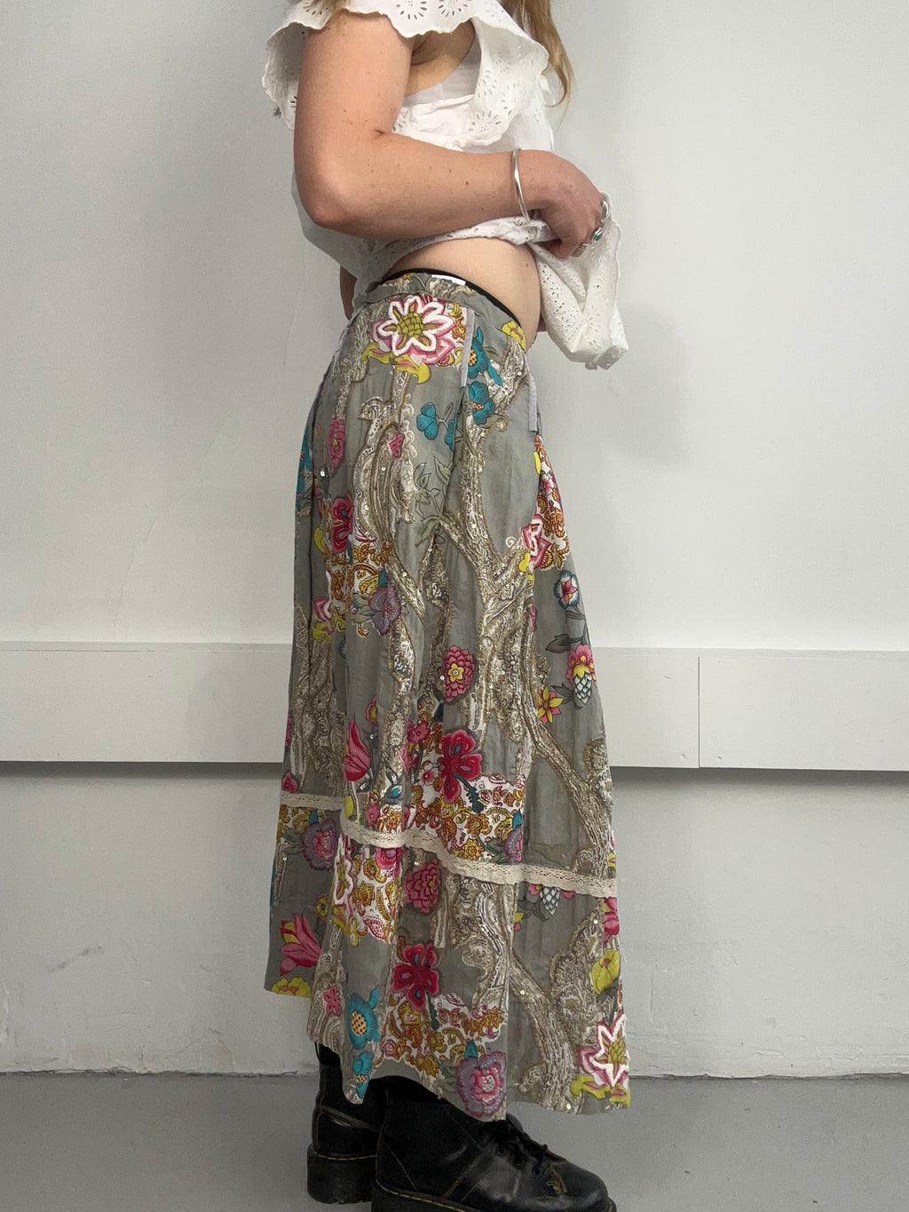 Floral Sequin Maxi Skirt Size 12