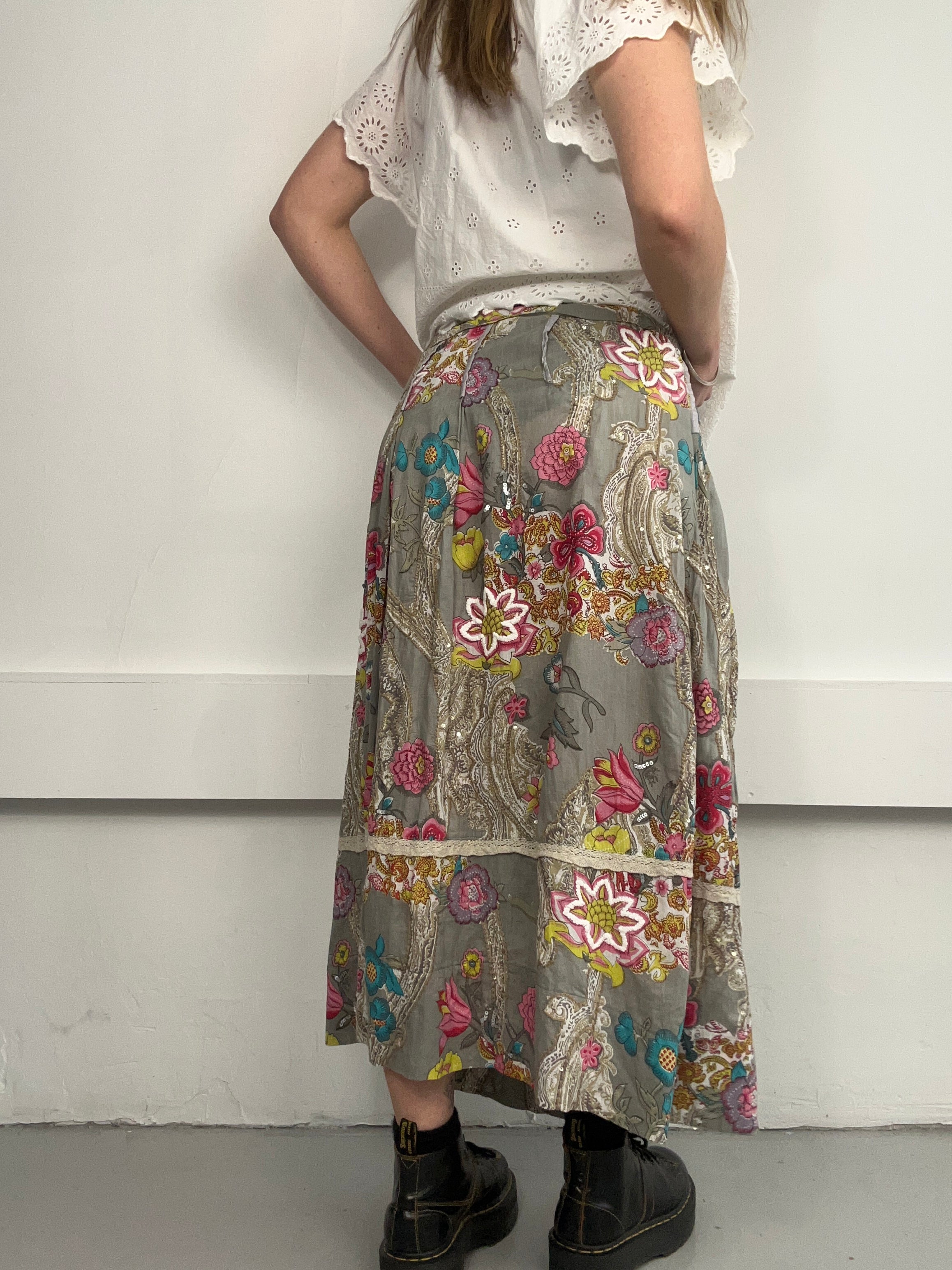 Floral Sequin Maxi Skirt Size 12