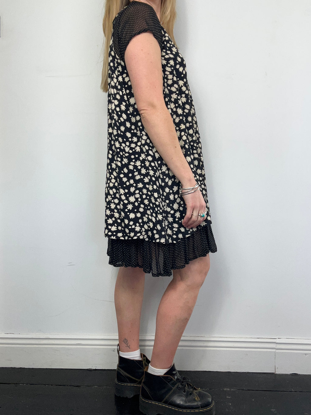 Floral And Polka Dot Mini Dress Size 14