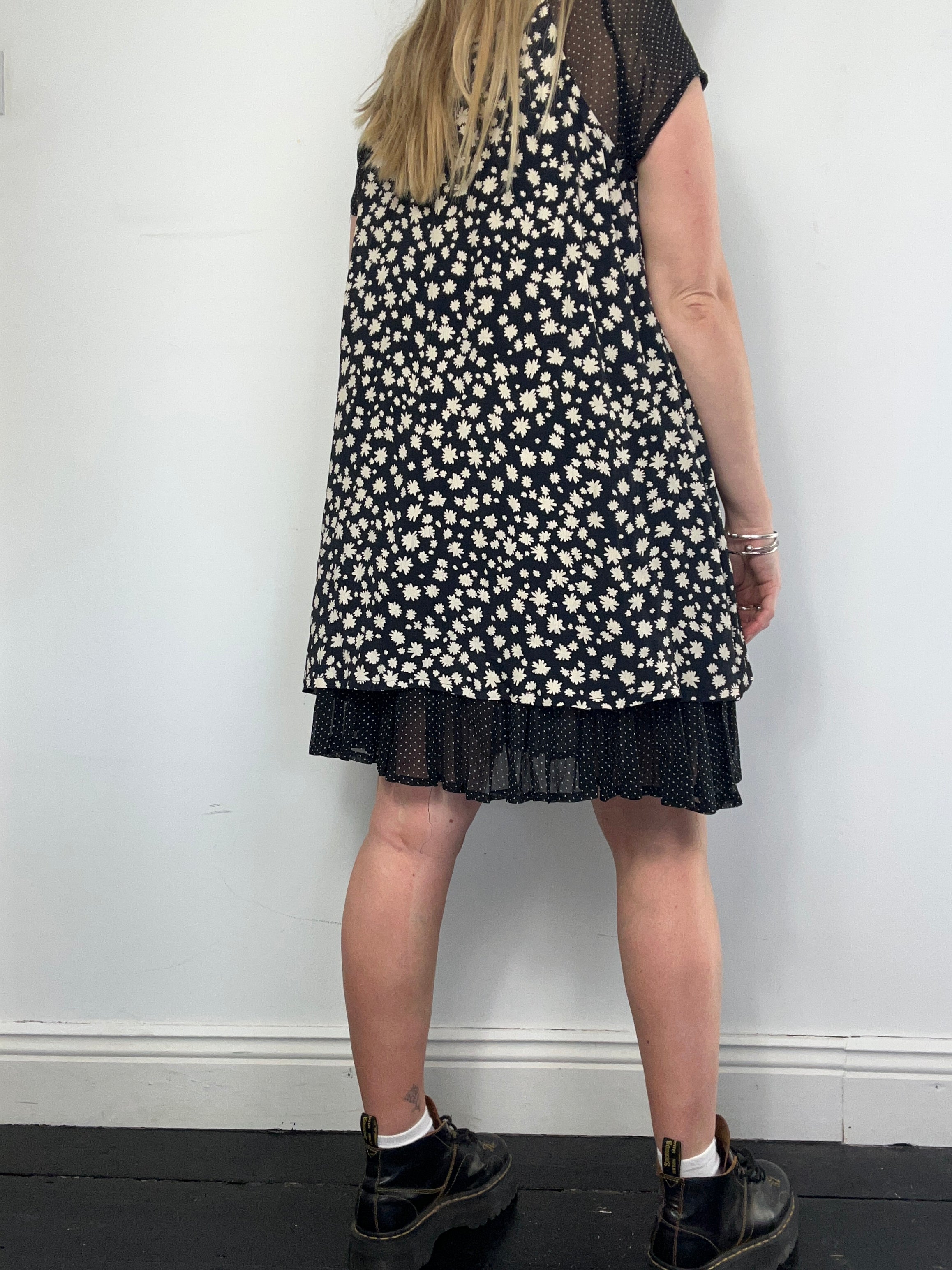 Floral And Polka Dot Mini Dress Size 14