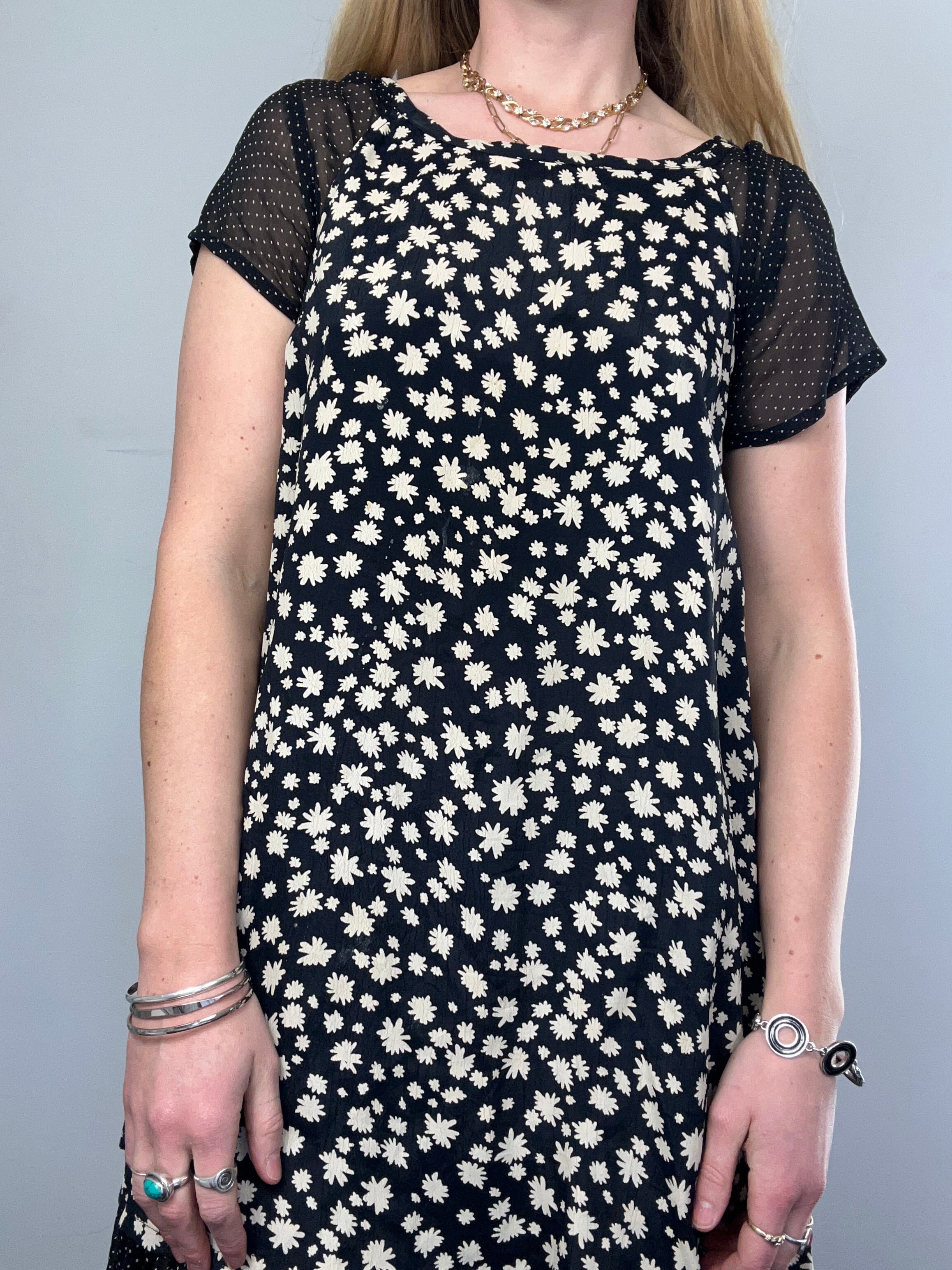 Floral And Polka Dot Mini Dress Size 14