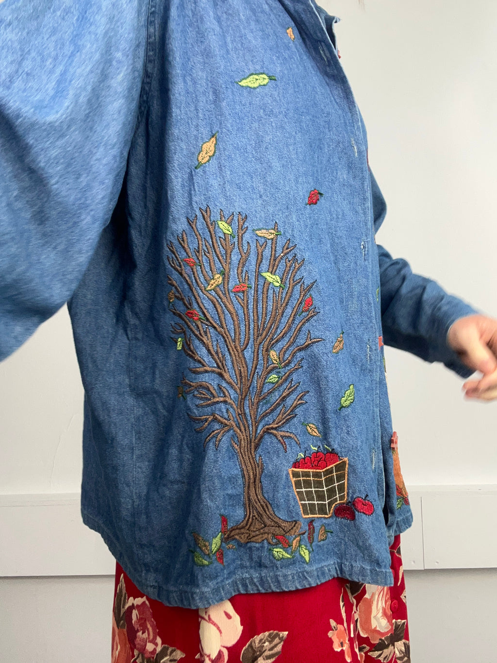 Pumpkin Embroidered Denim Jacket Size 12/14