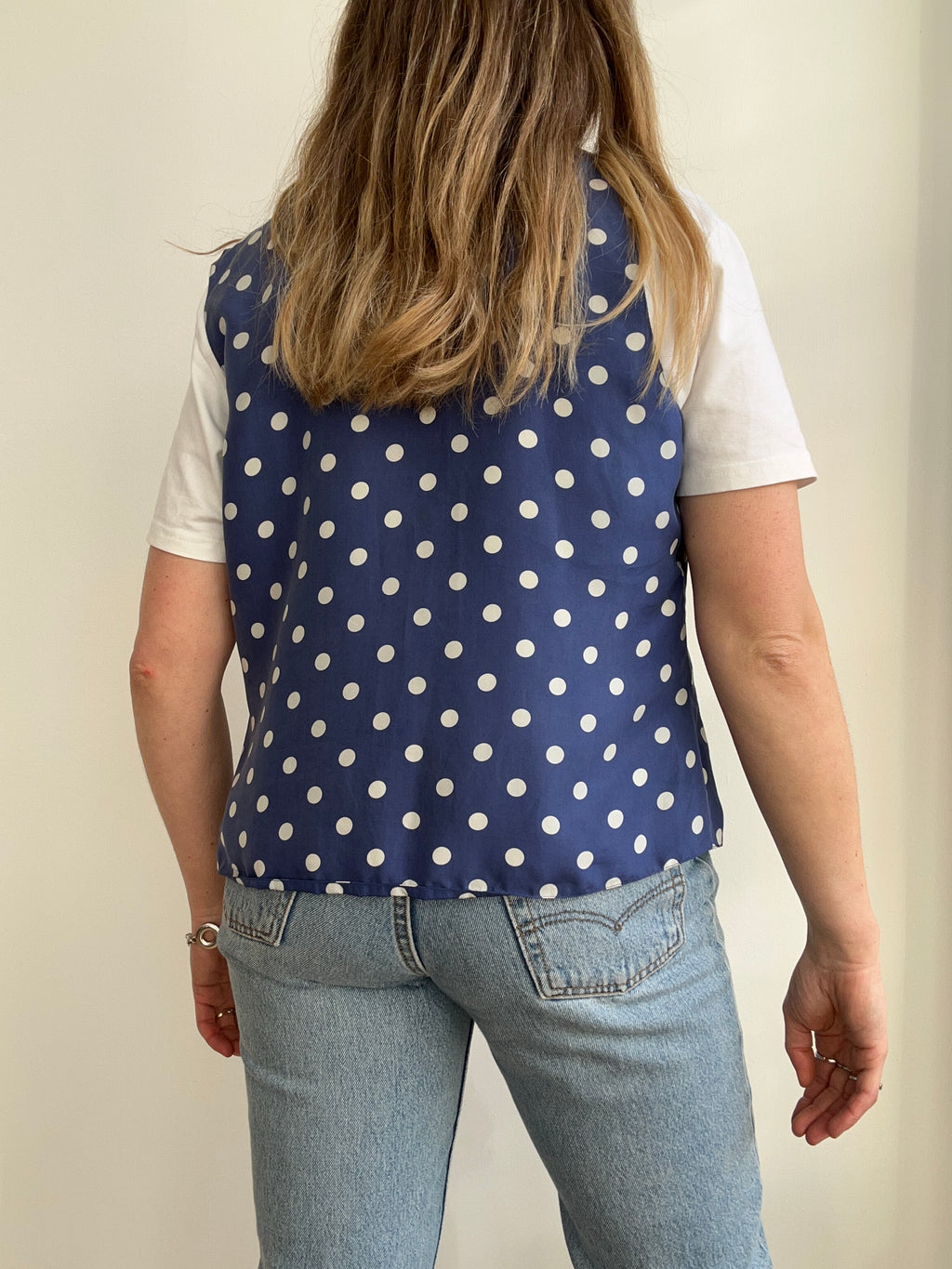 Navy Polkadot Waistcoat Size 12