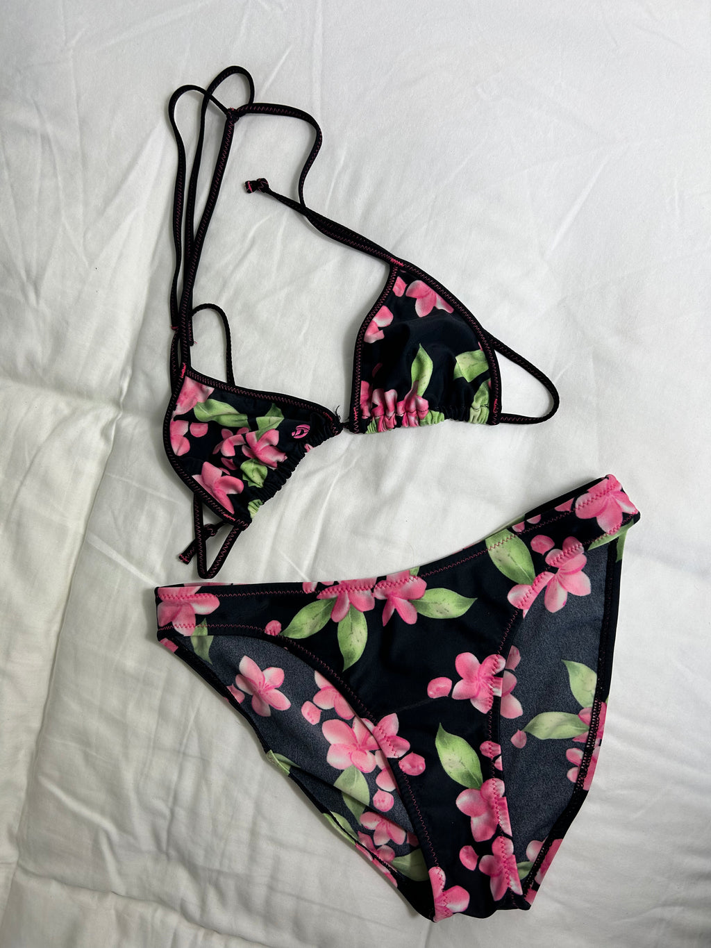 Floral 90's Black Bikini Size 10