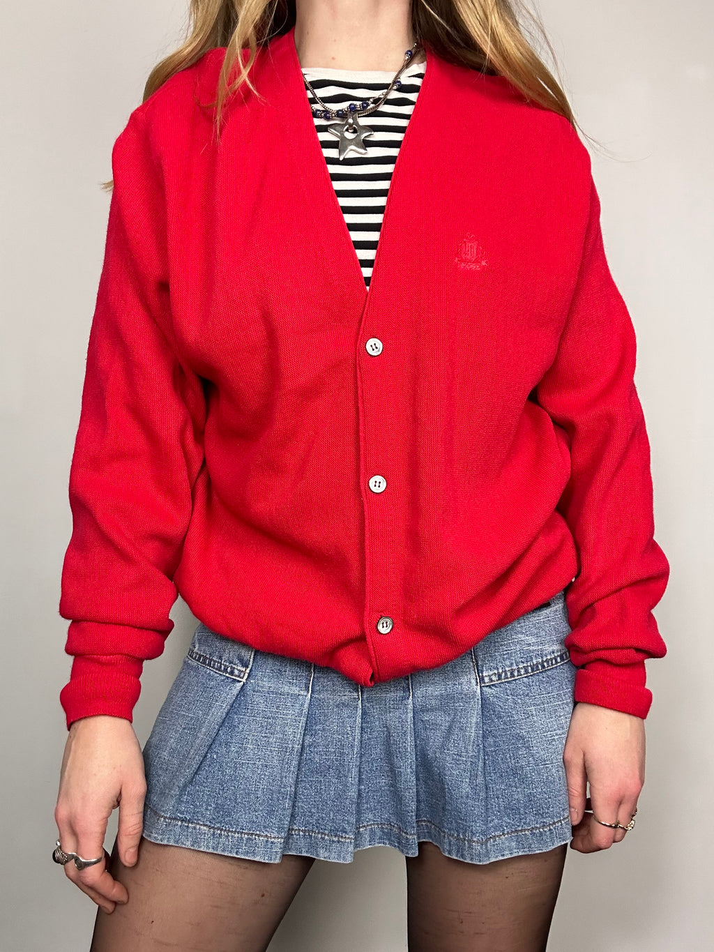 Red 70's Cardigan Size M