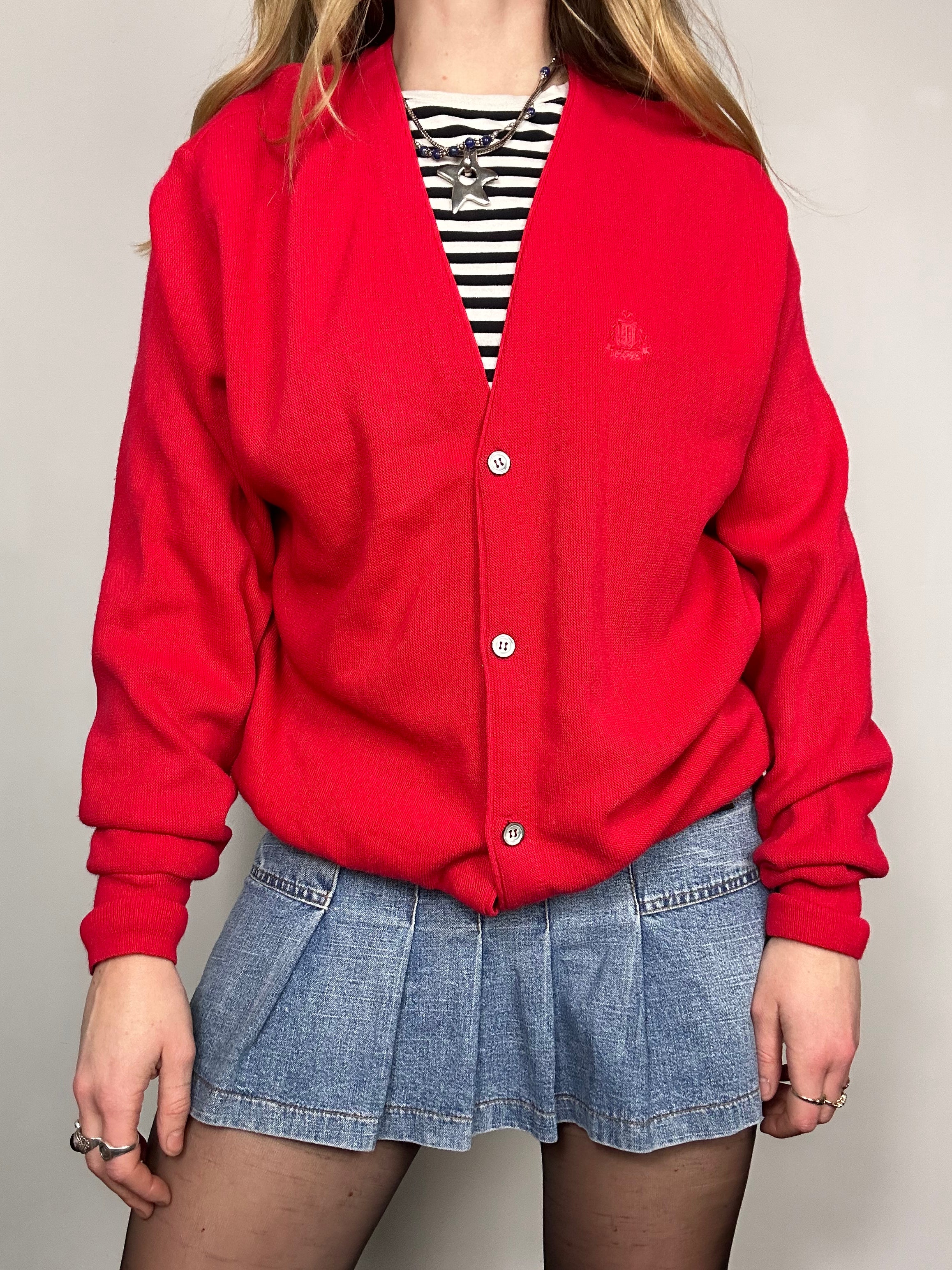 Red 70's Cardigan Size M