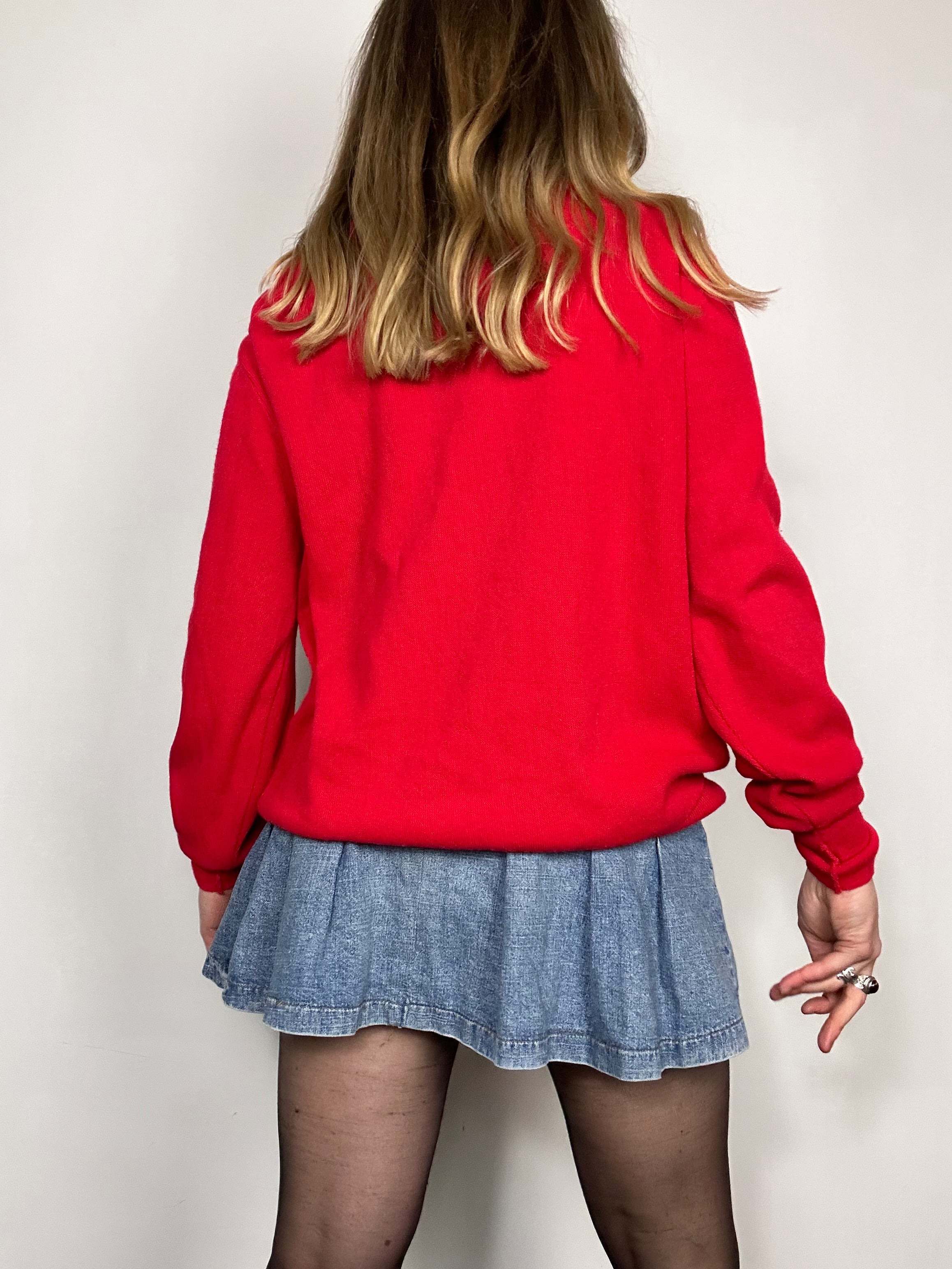 Red 70's Cardigan Size M