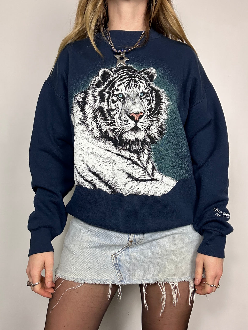Navy Tiger Sweater Size S