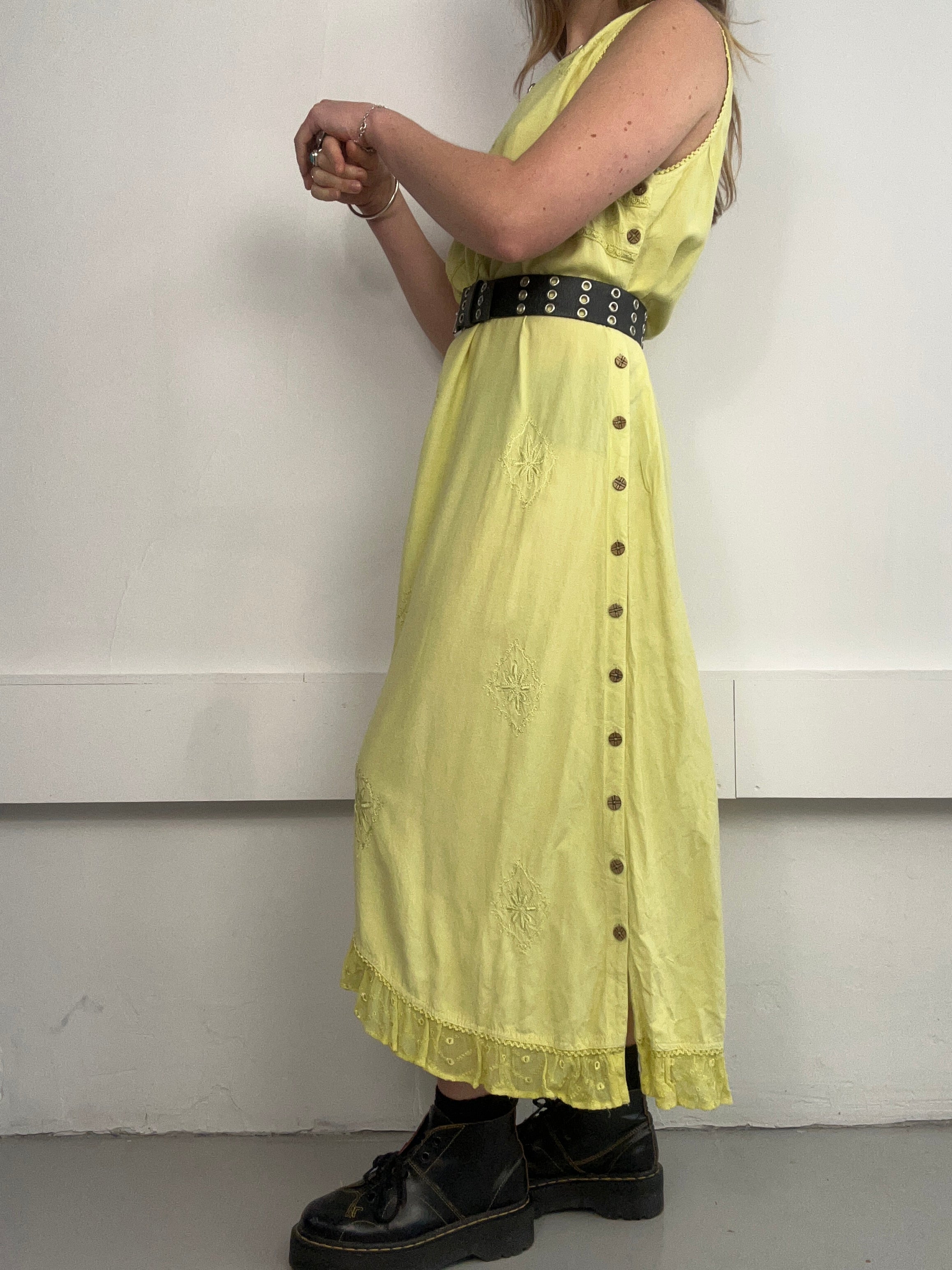 Lime Yellow ruffle Dress Size 14