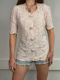 Pink Lace Sequin Top 80's Size 10