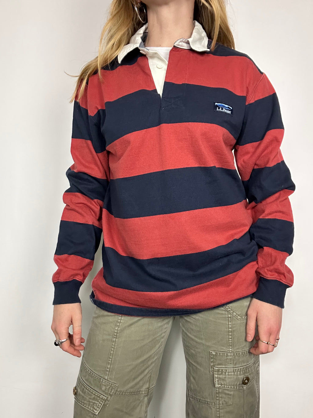 LL Bean Striped Rugby Top Size m