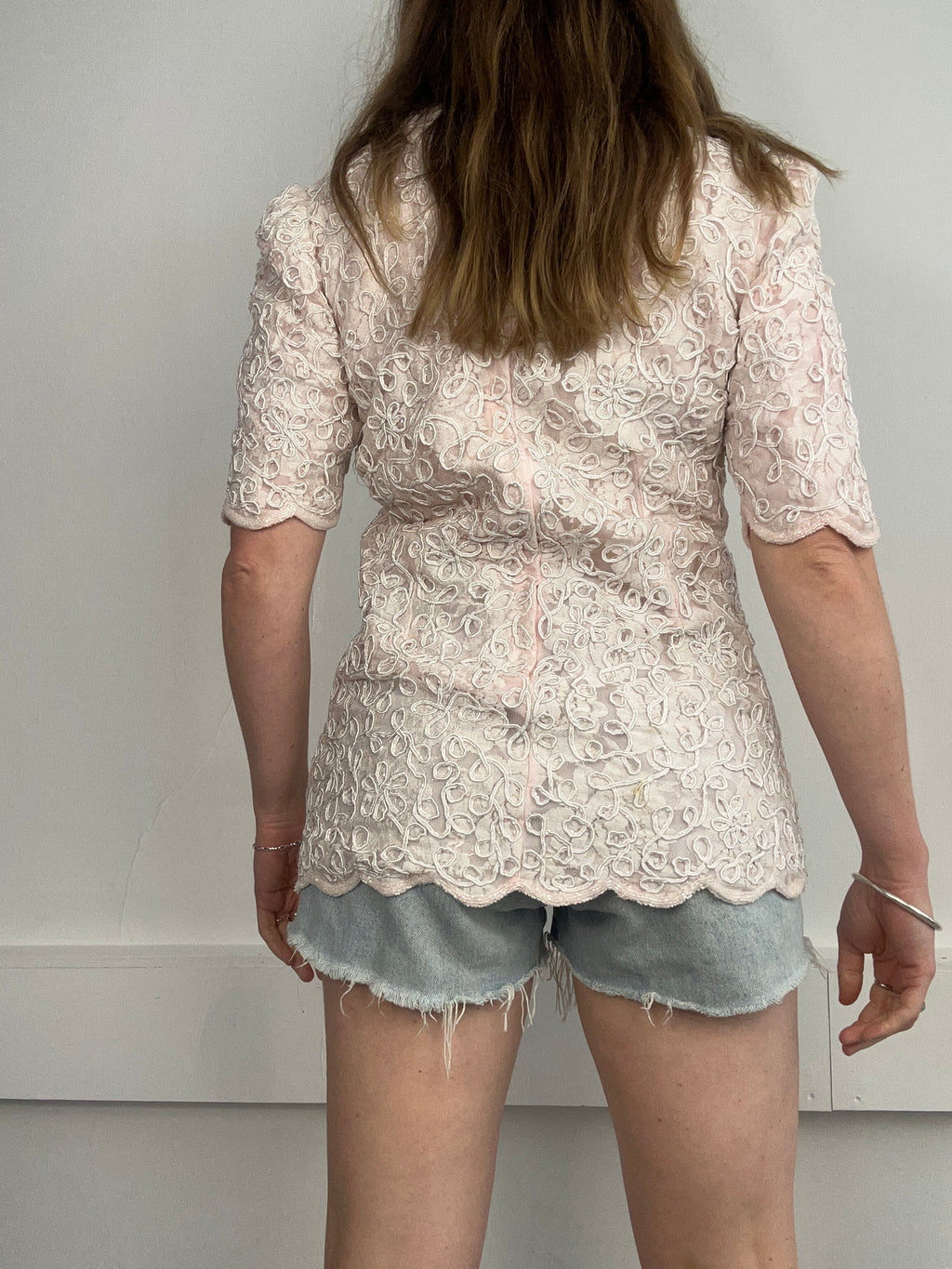 Pink Lace Sequin Top 80's Size 10