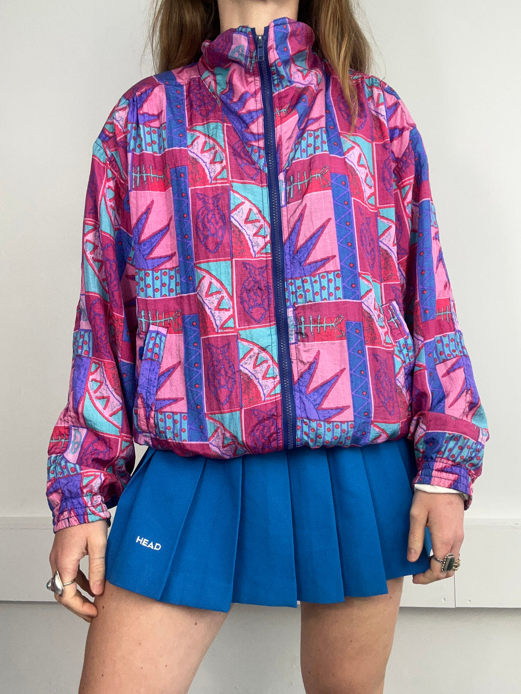 Pink Geo Print 80's Jacket Size M