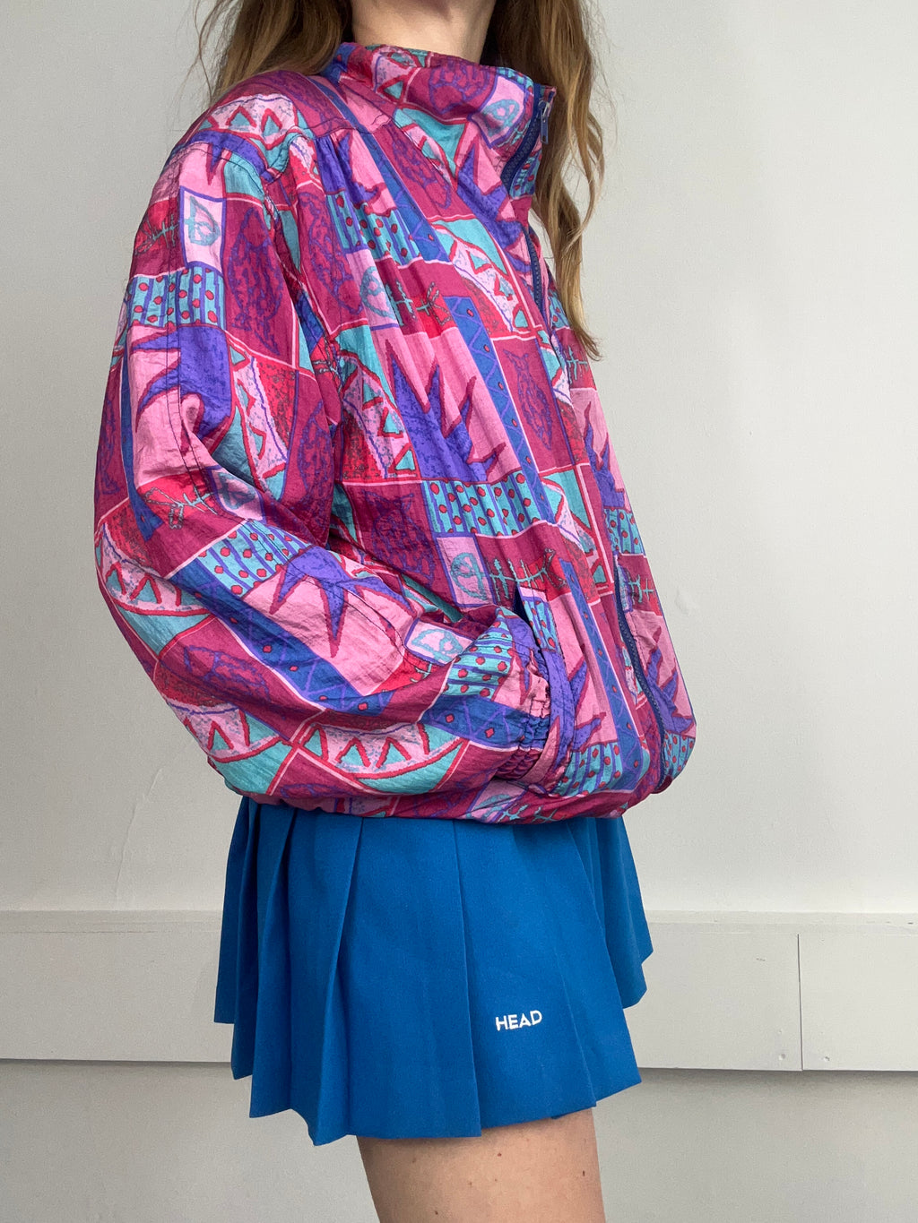 Pink Geo Print 80's Jacket Size M