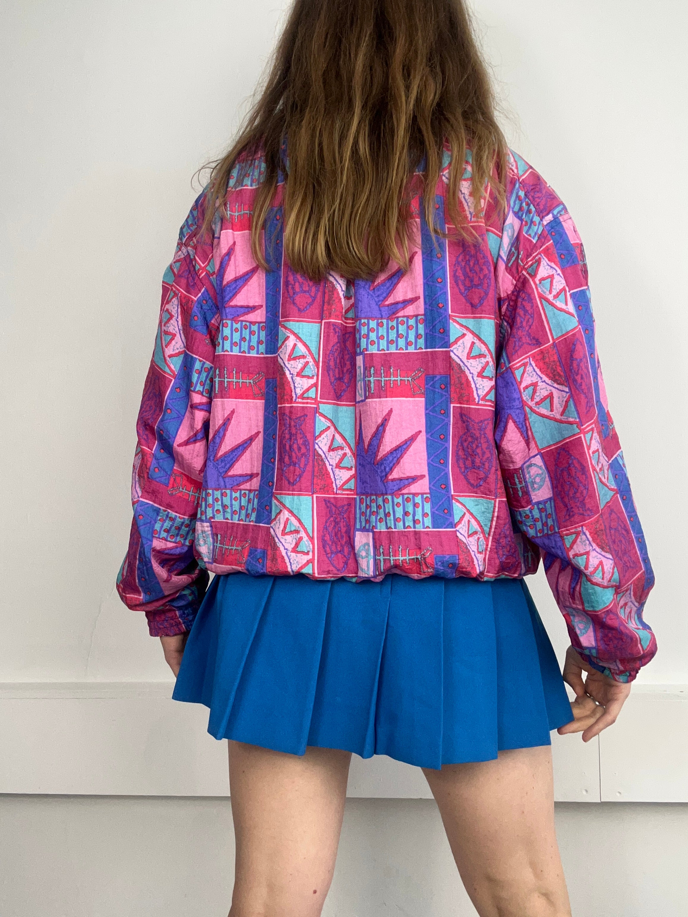 Pink Geo Print 80's Jacket Size M
