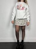 White 90's House Print Sweater Size S