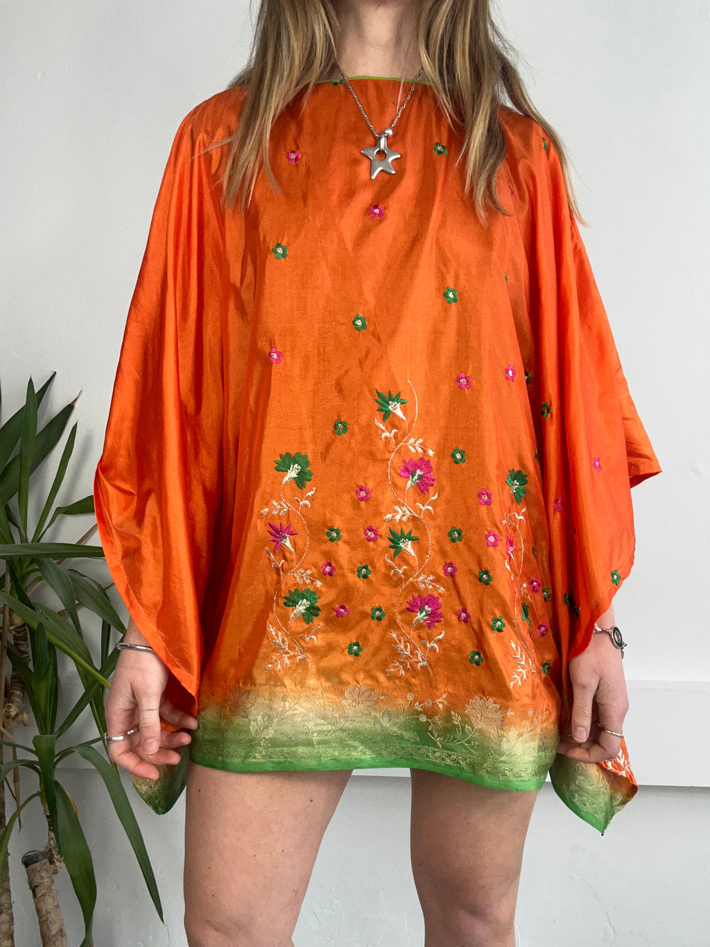 Embroiered Silky Poncho Dress Size 8/10/12