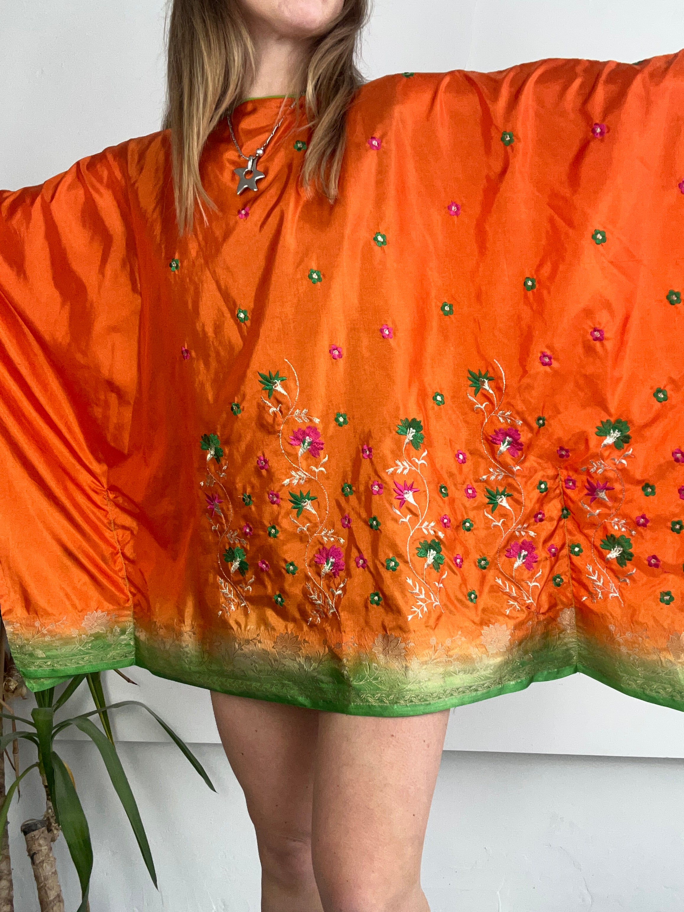 Embroiered Silky Poncho Dress Size 8/10/12
