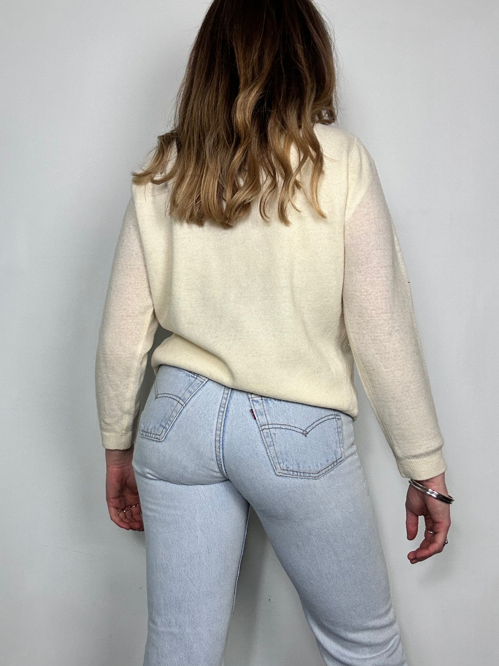 Cream Beaded Knitted Cardigan Size 10