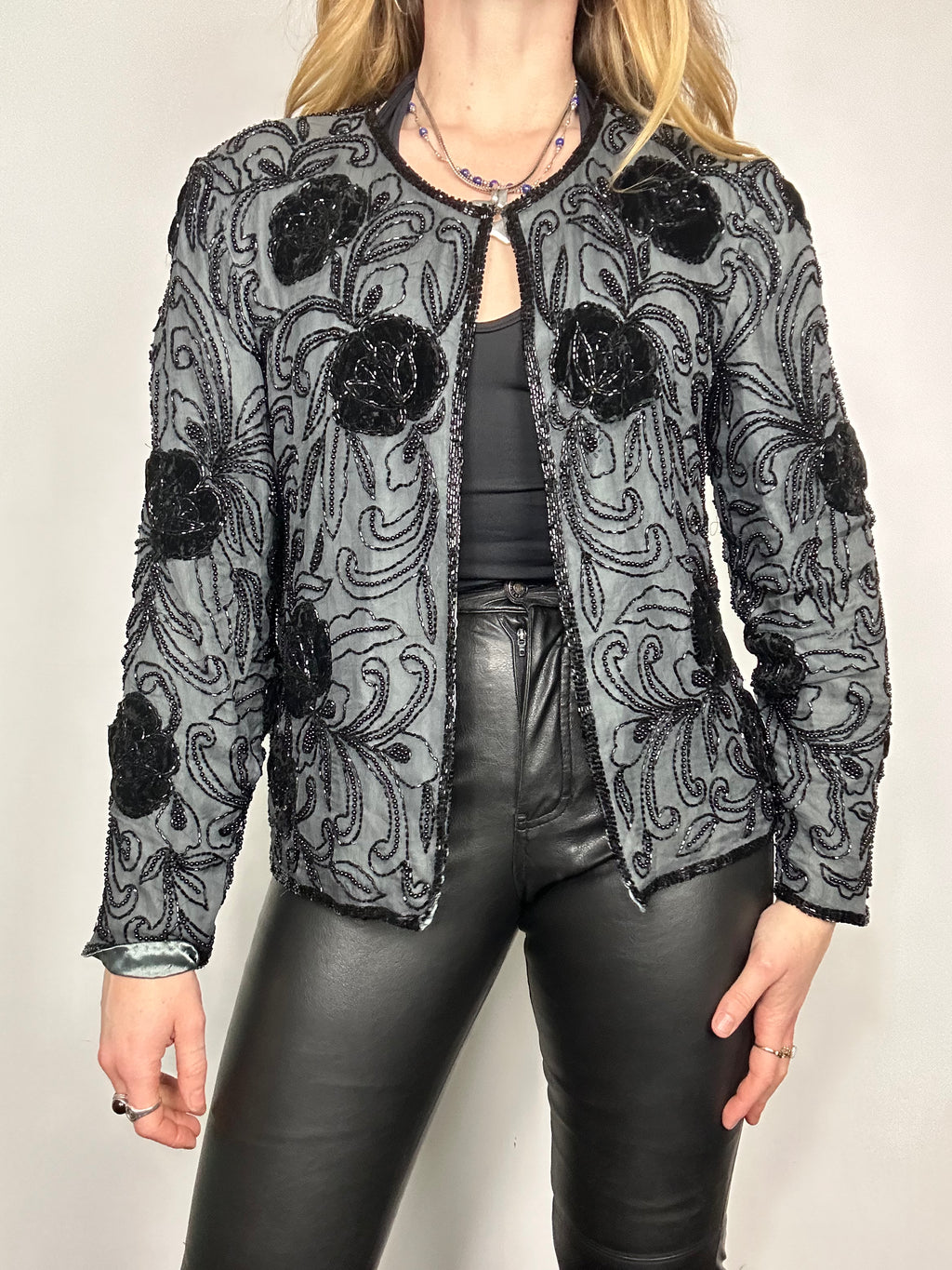 Grey Sequin Jacket Size 10