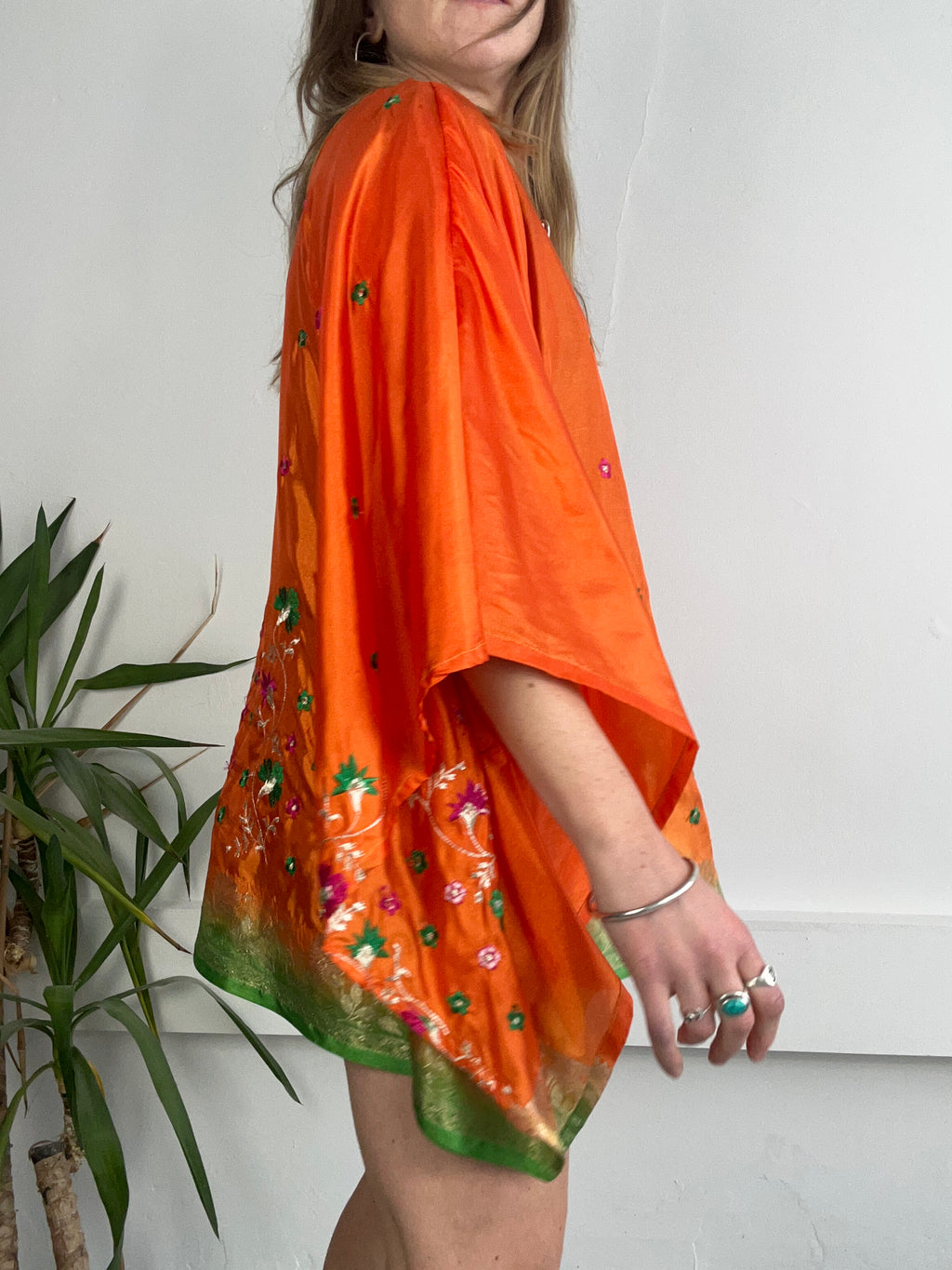 Embroiered Silky Poncho Dress Size 8/10/12
