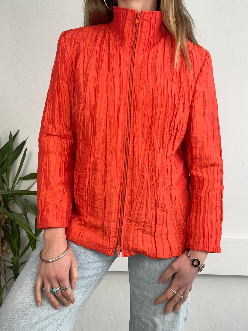 Orange 90's Zip Thru Jacket Size 10