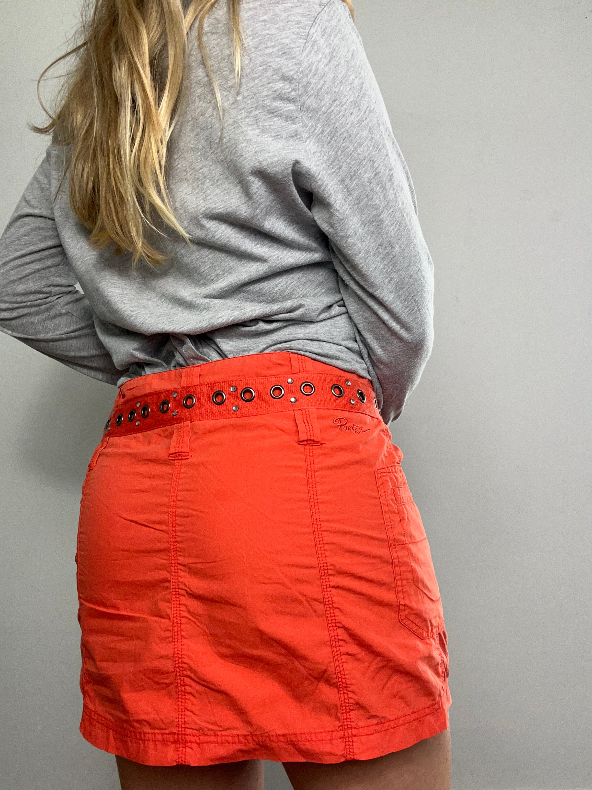 Low Rise Orange Eyelet Skirt Size 10