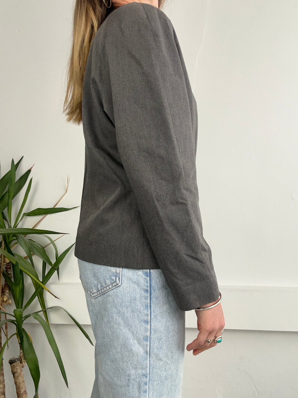 Grey 80's Double Breasted Blazer Size 10/12