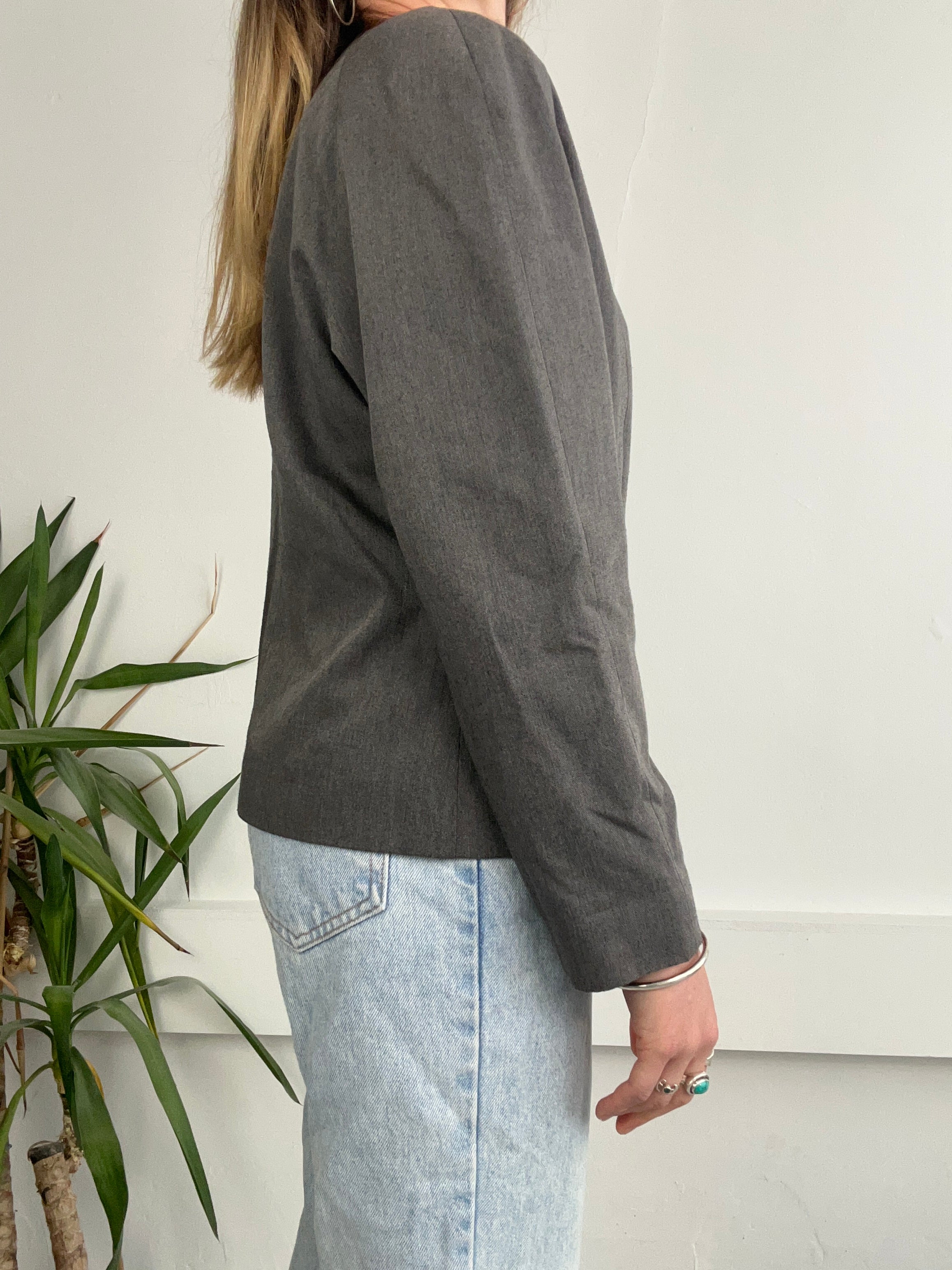 Grey 80's Double Breasted Blazer Size 10/12
