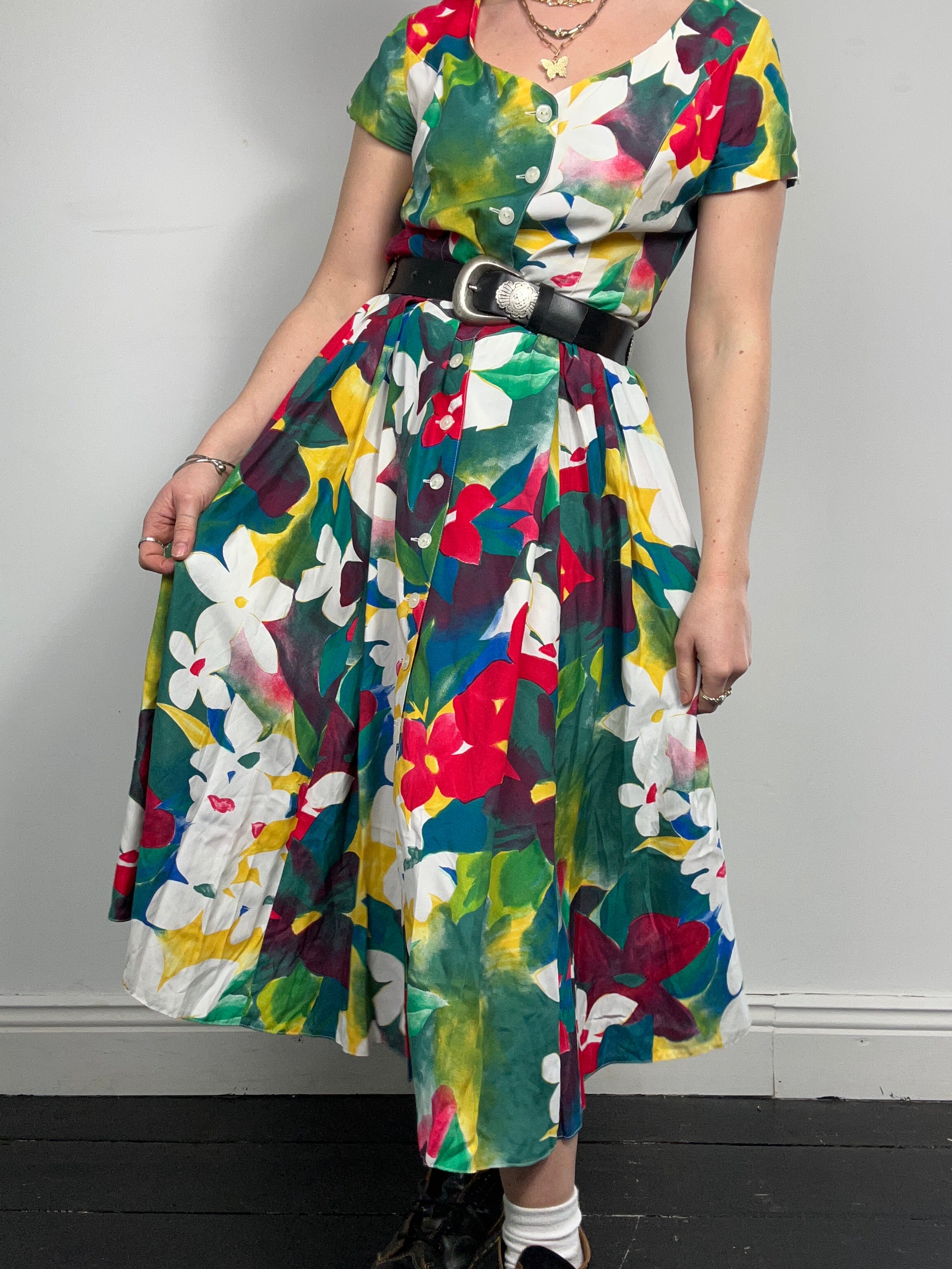 Floral 90's Midi Dress Size 12