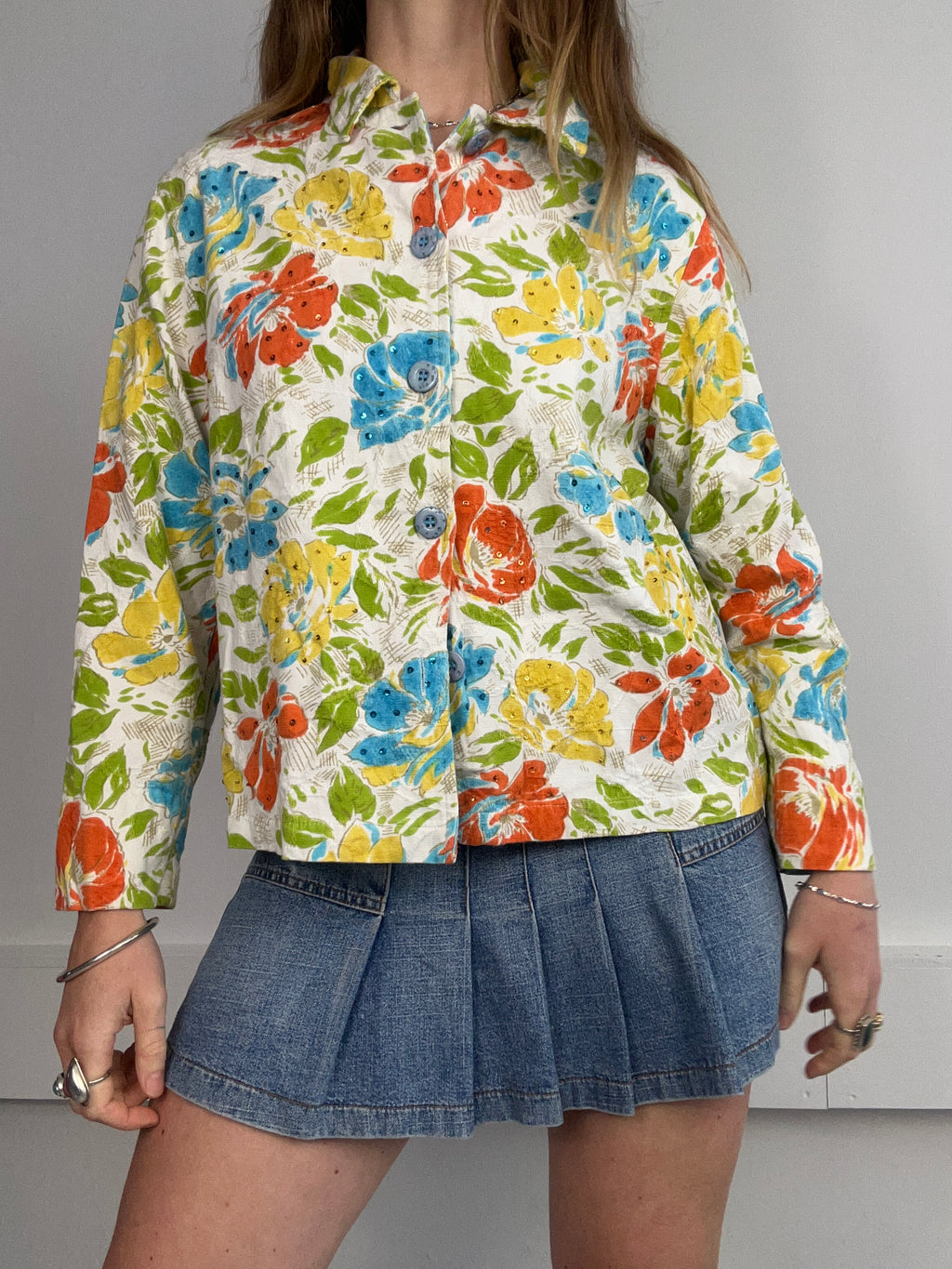 Floral linen Sequin Jacket Size 10