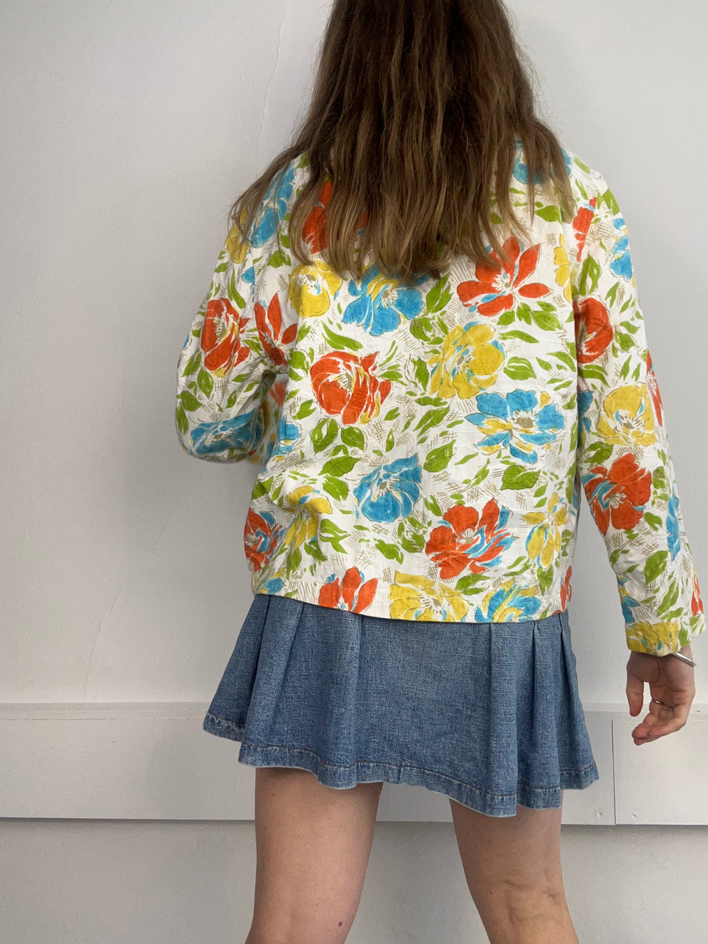Floral linen Sequin Jacket Size 10