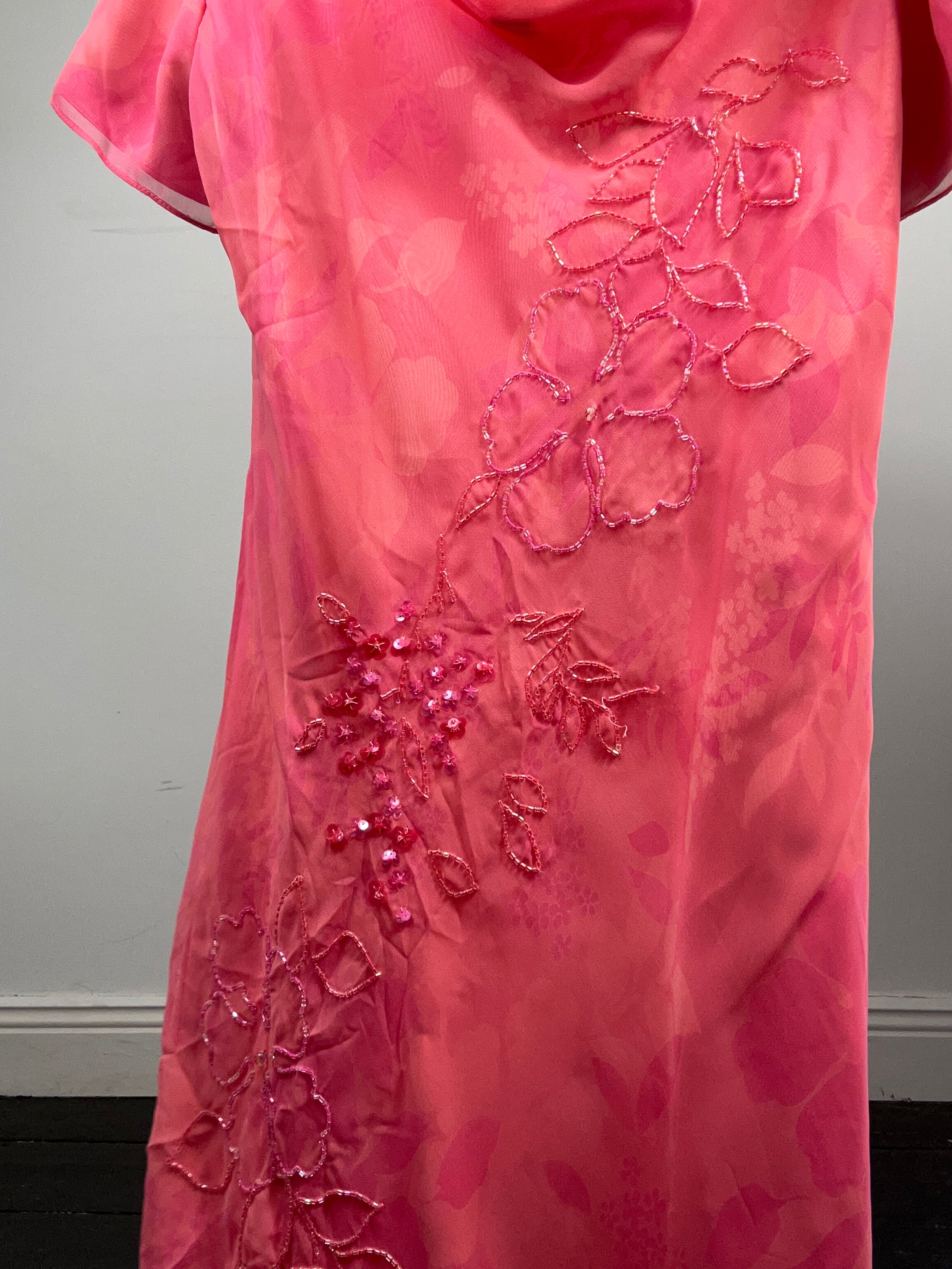 Pink Y2K Chiffon Midi Dress size 12