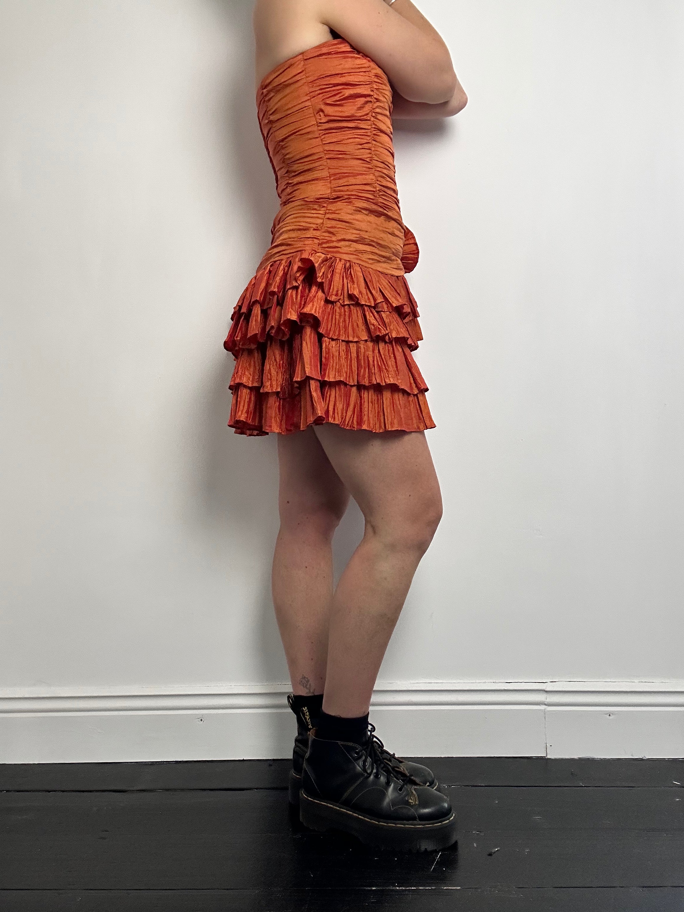 Orange 80's Ruffle Dress Size 6
