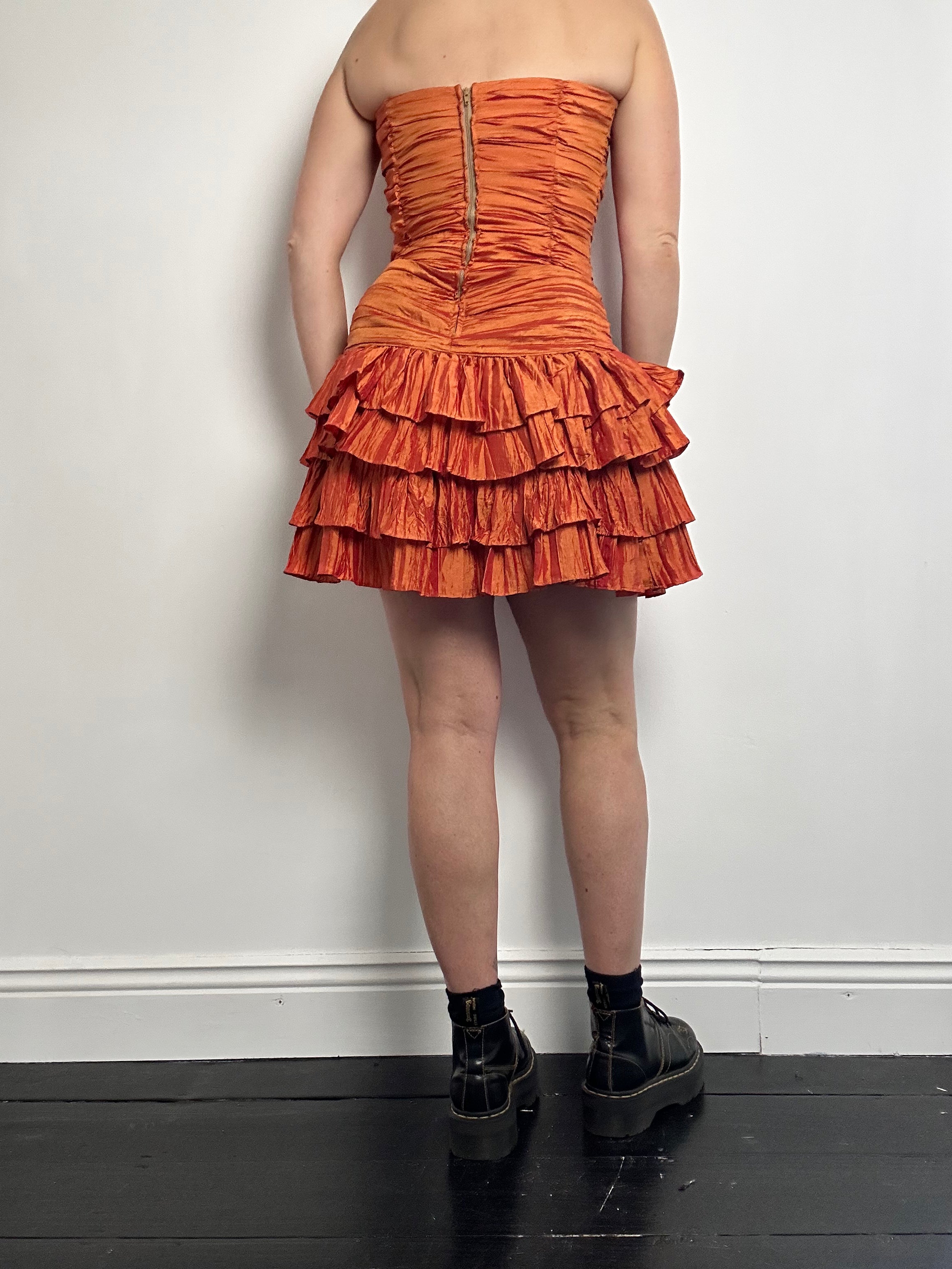 Orange 80's Ruffle Dress Size 6