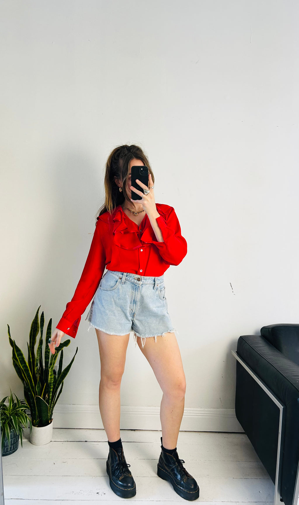 Red Ruffle Shirt Size 10