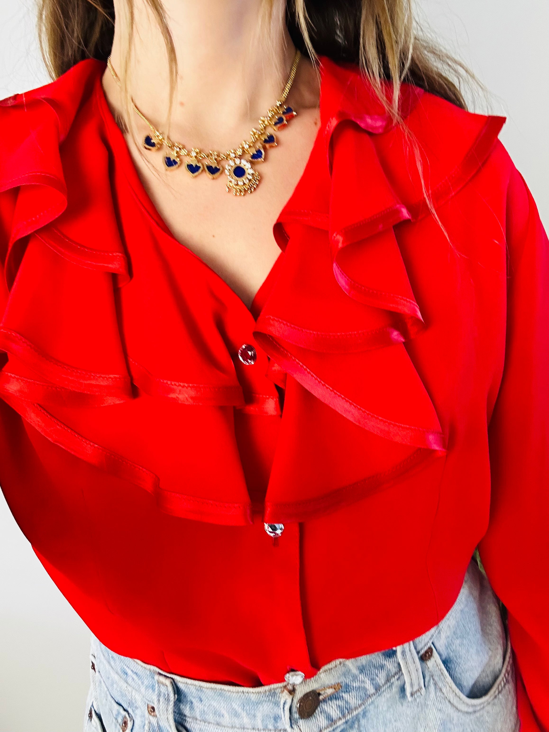 Red Ruffle Shirt Size 10