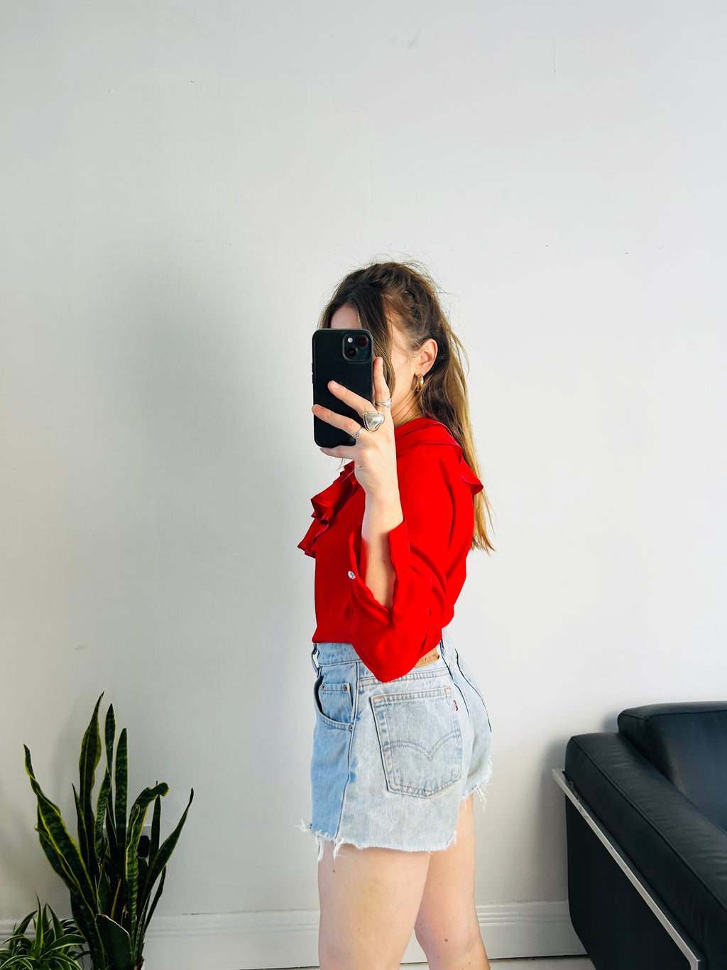 Red Ruffle Shirt Size 10