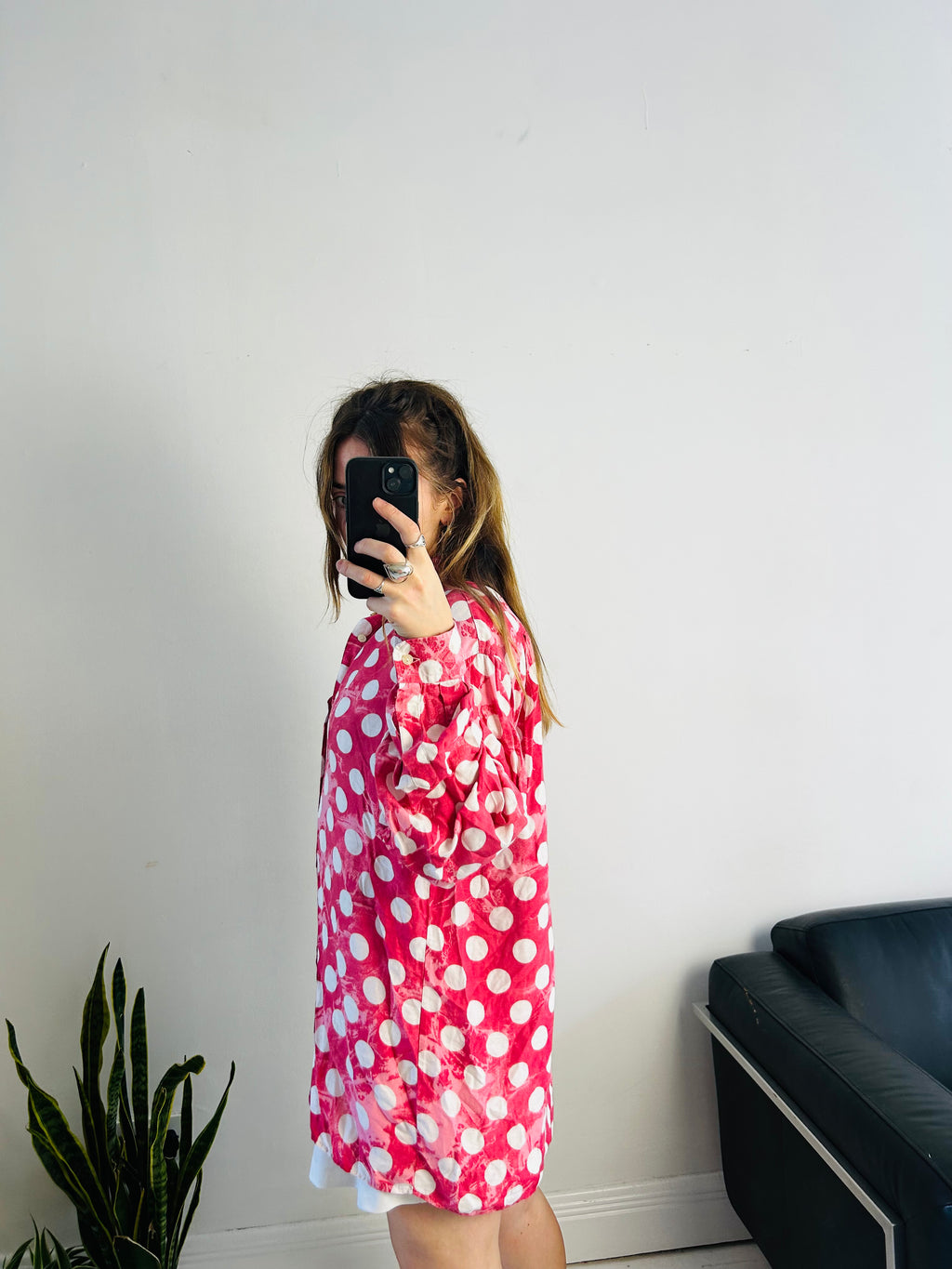 Red Polkadot 80's Shirt Size L/XL