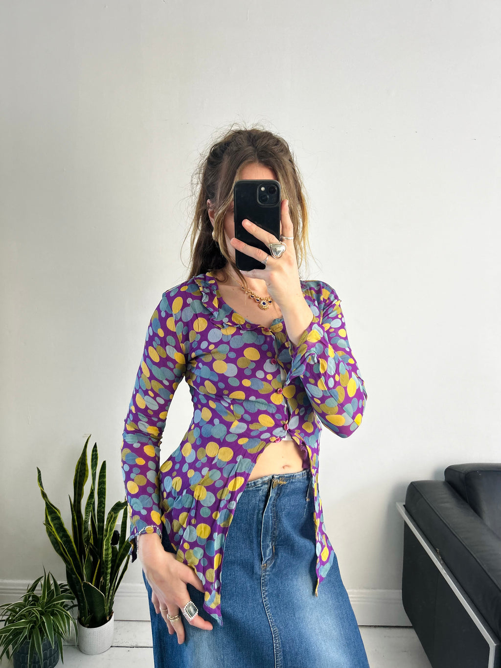 Crepe Y2k Polkjadot Shirt Size 8