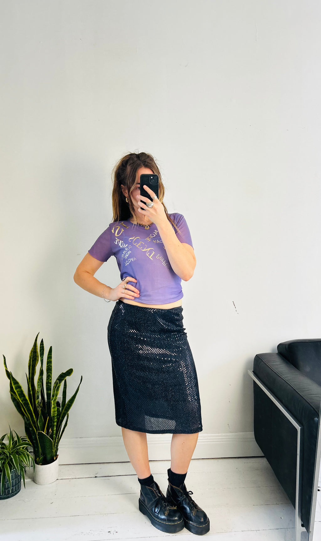 Y2k Purple Mesh top Size 12