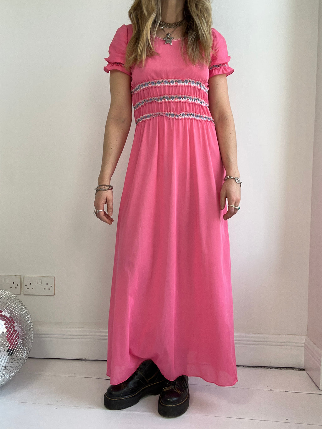 Pink 1970's Maxi Dress Size 10/12