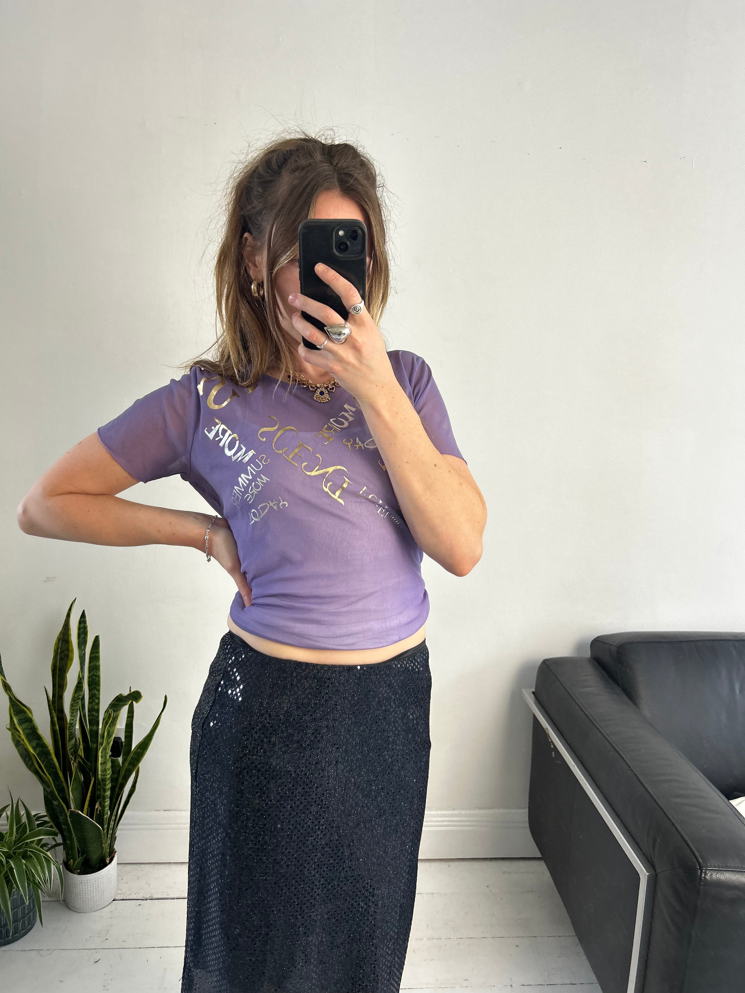 Y2k Purple Mesh top Size 12