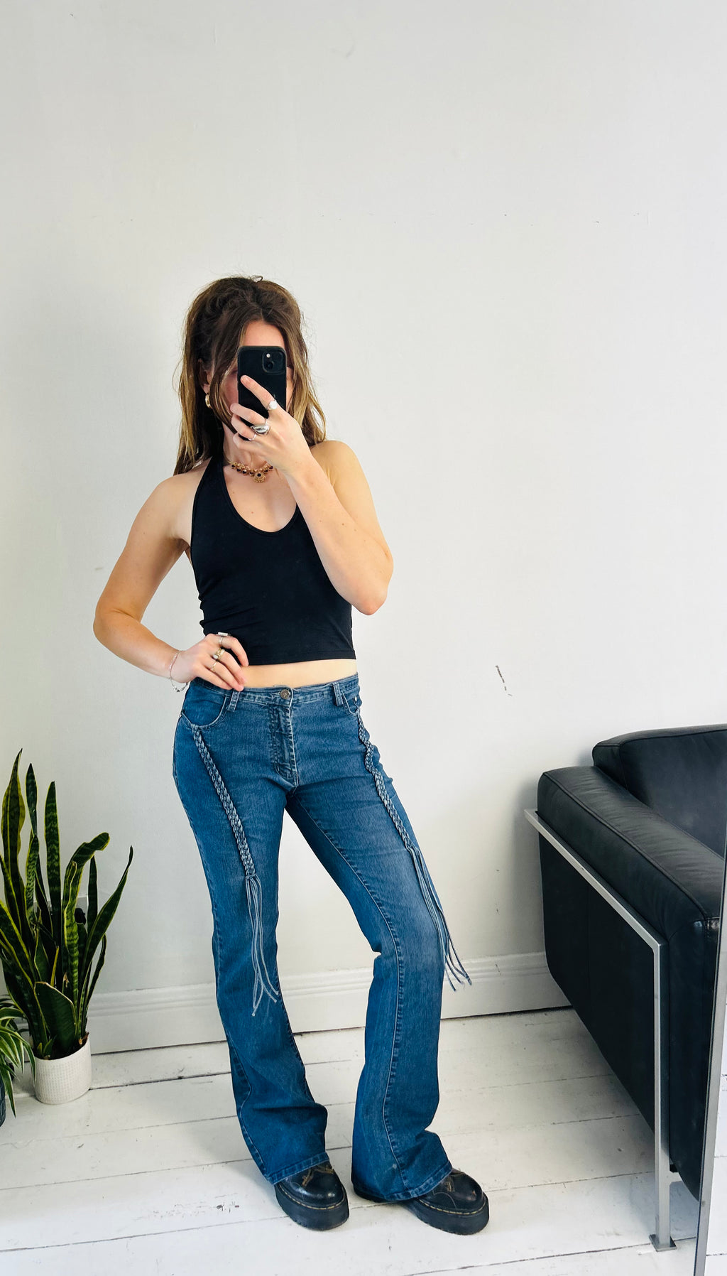 Denim Flared Plait Jeans Size 8