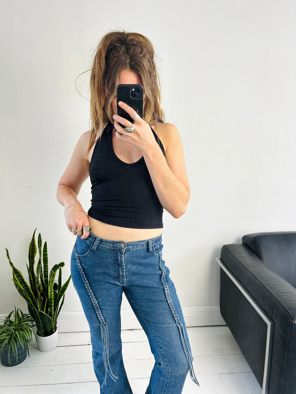 Denim Flared Plait Jeans Size 8