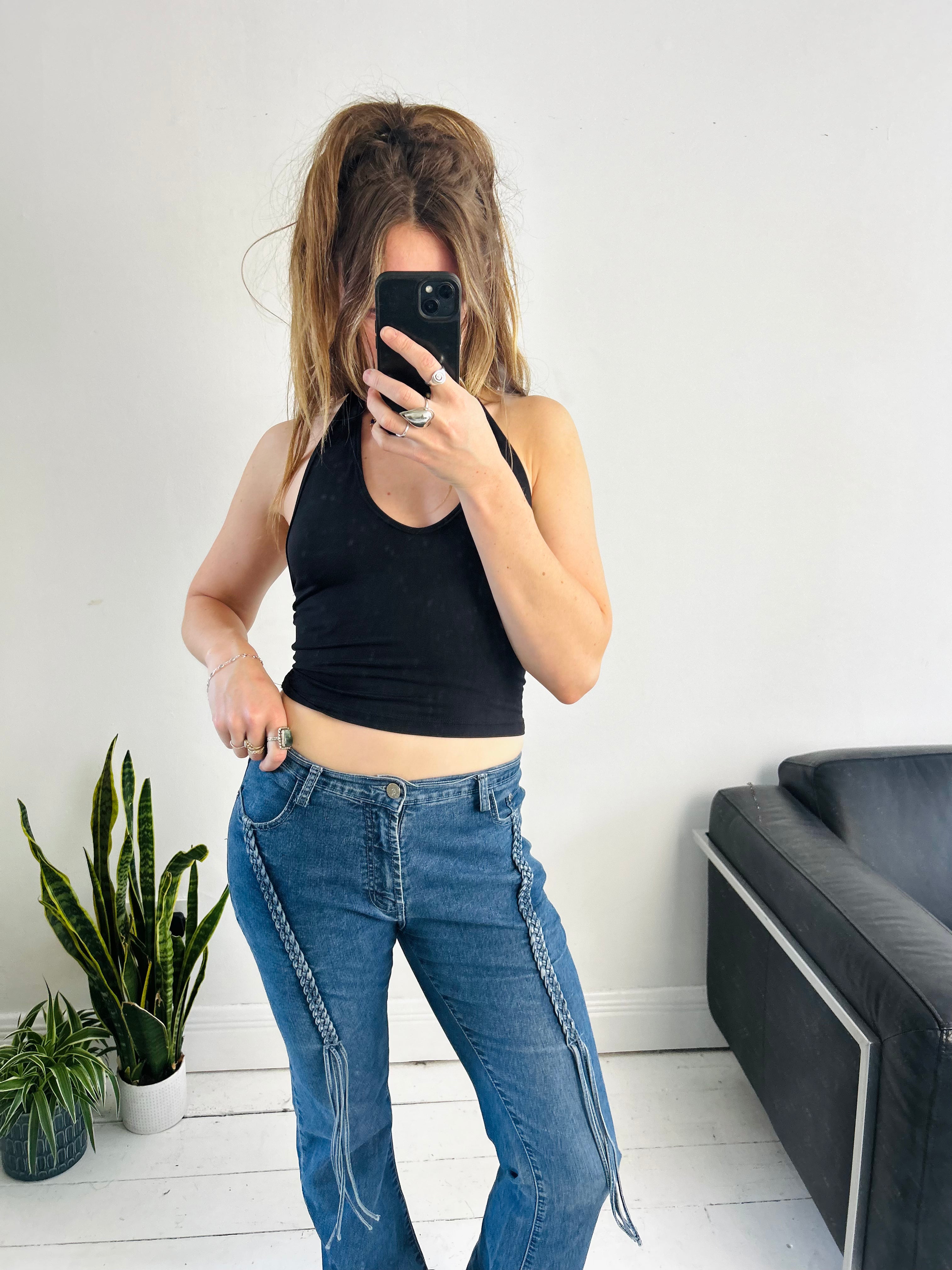 Denim Flared Plait Jeans Size 8