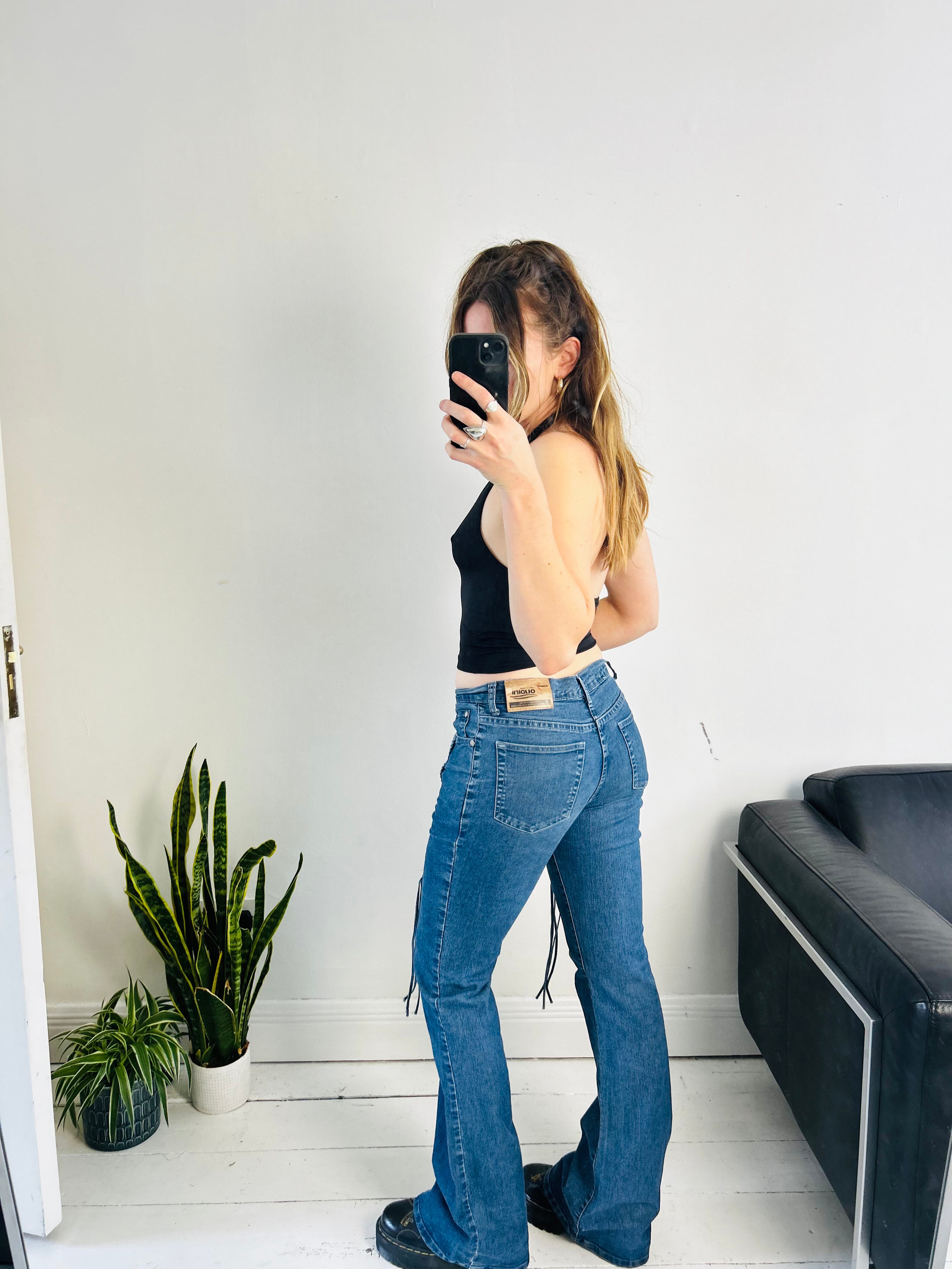 Denim Flared Plait Jeans Size 8