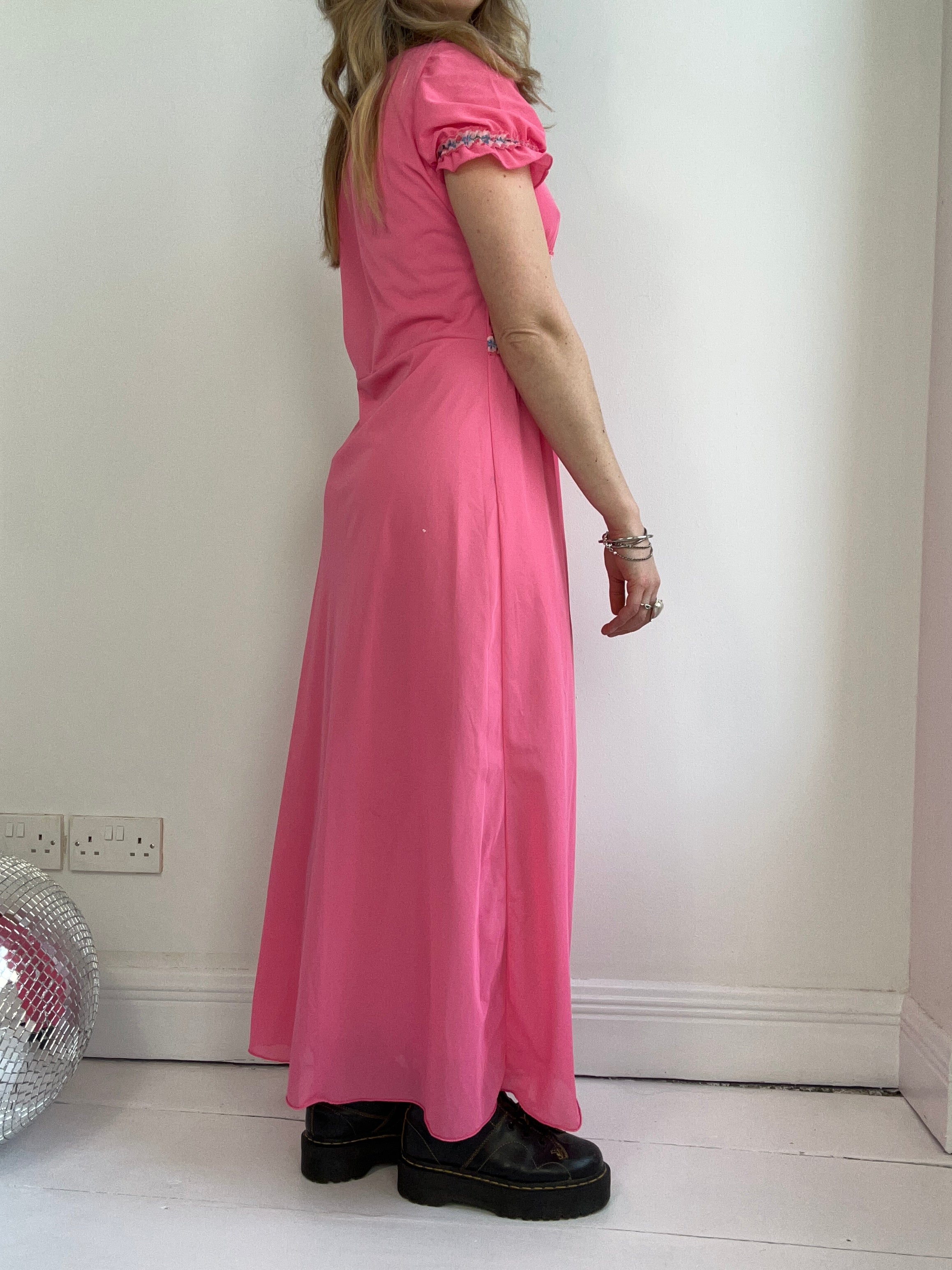 Pink 1970's Maxi Dress Size 10/12