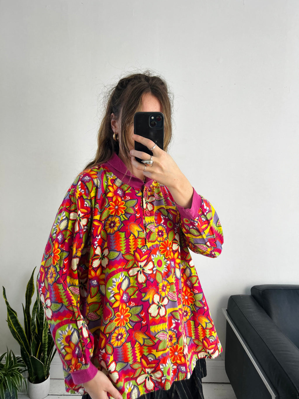 90's Floral Sweater Size L