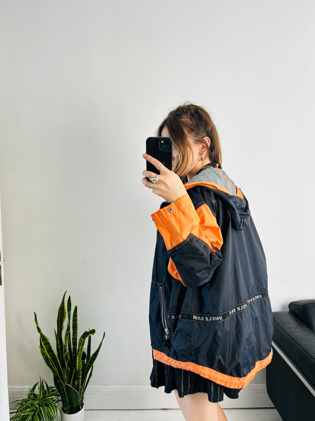 Orange and Black 90'd  Raincoat Size L